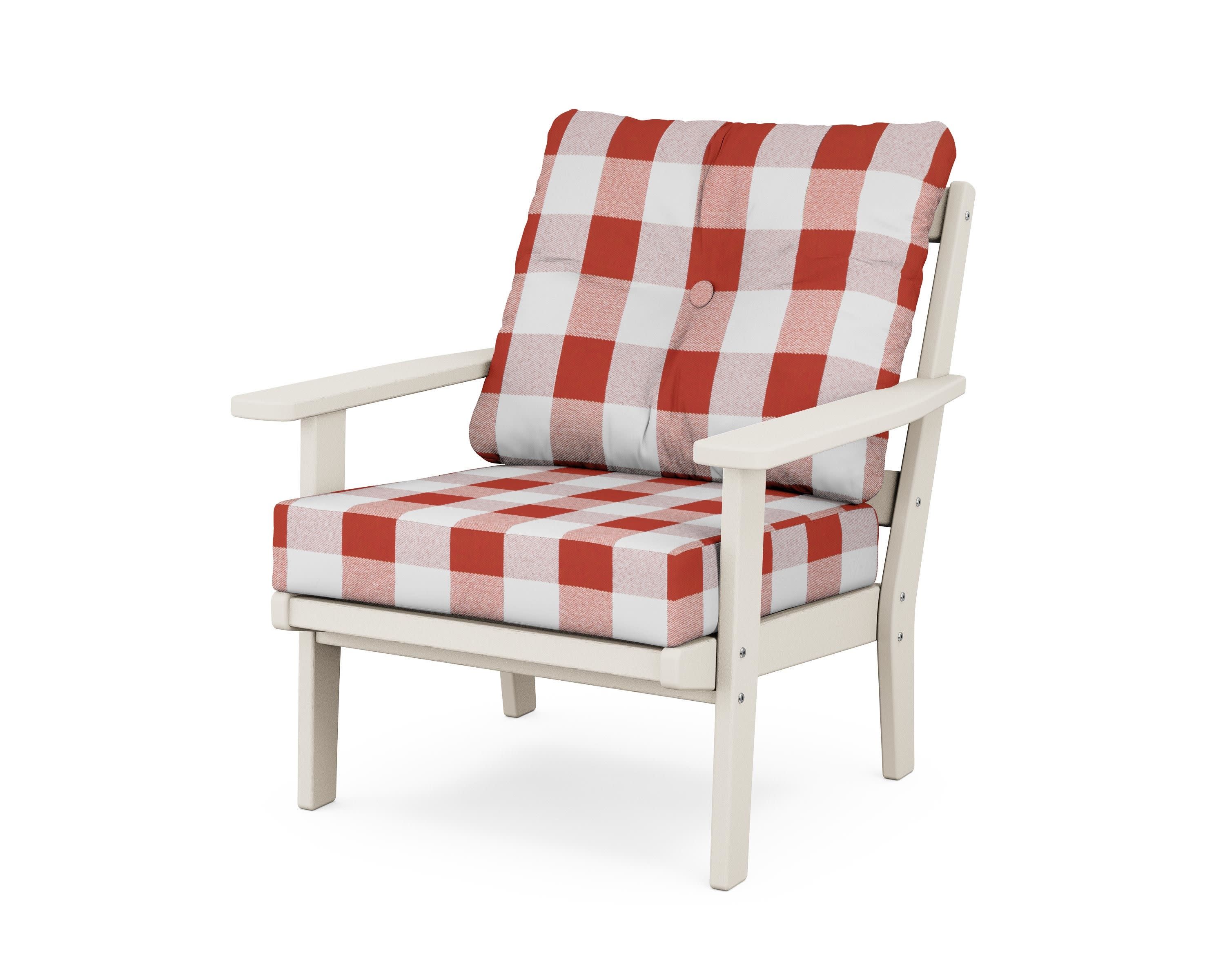 Oxford Deep Seating Chair in Sand / Buffalo Plaid Crimson