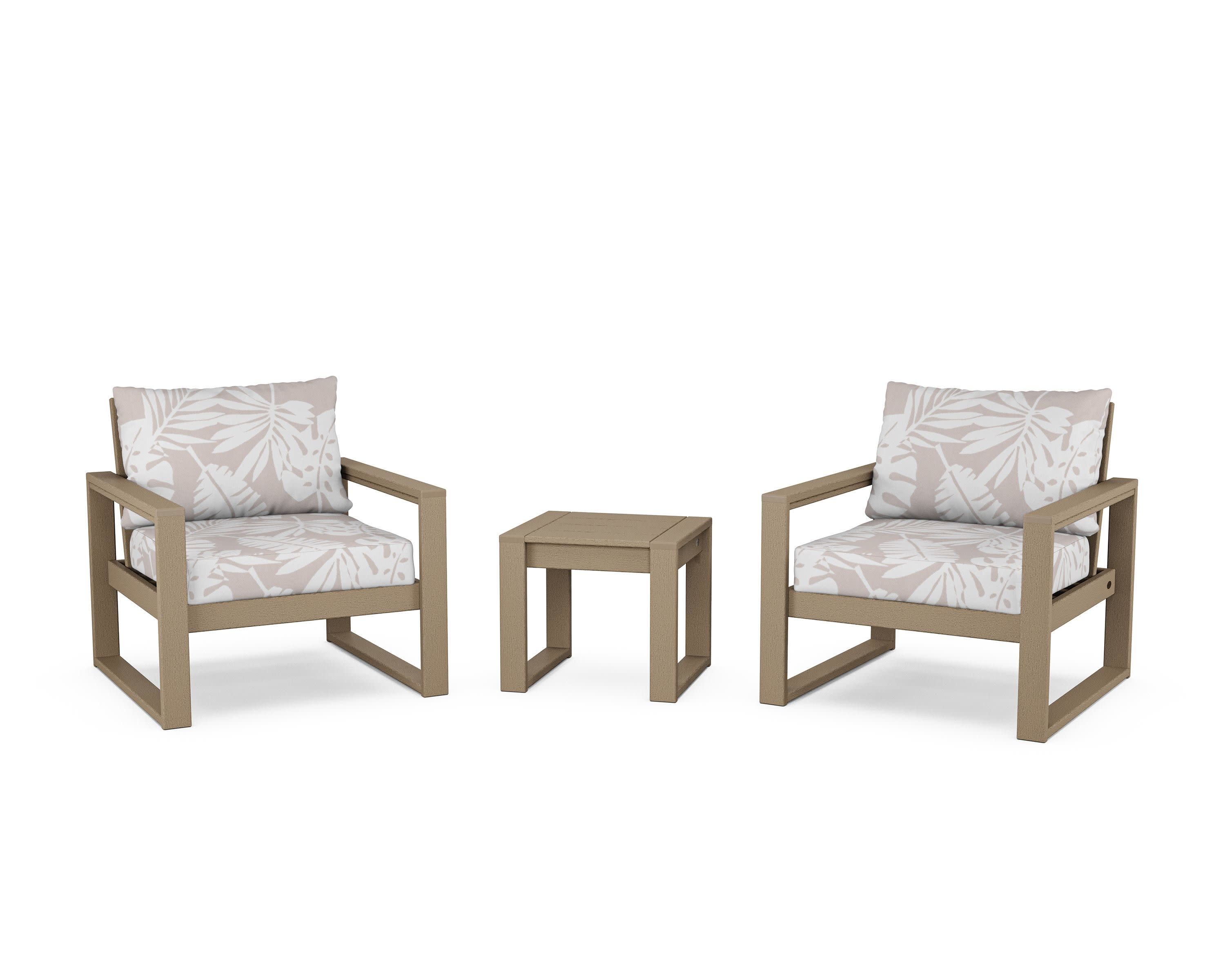 EDGE Sectional 3-Piece Deep Seating Set in Vintage Sahara / Leaf Dune Burlap