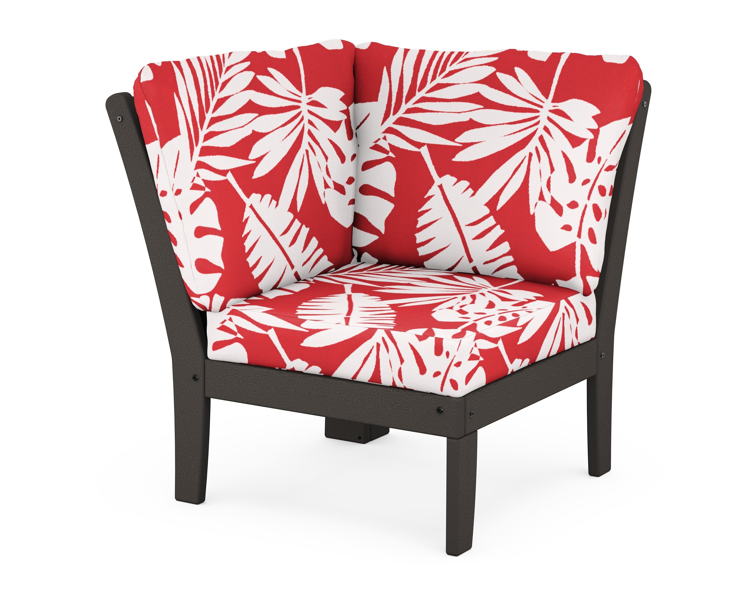 Braxton Modular Corner Chair in Vintage Coffee / Leaf Crimson
