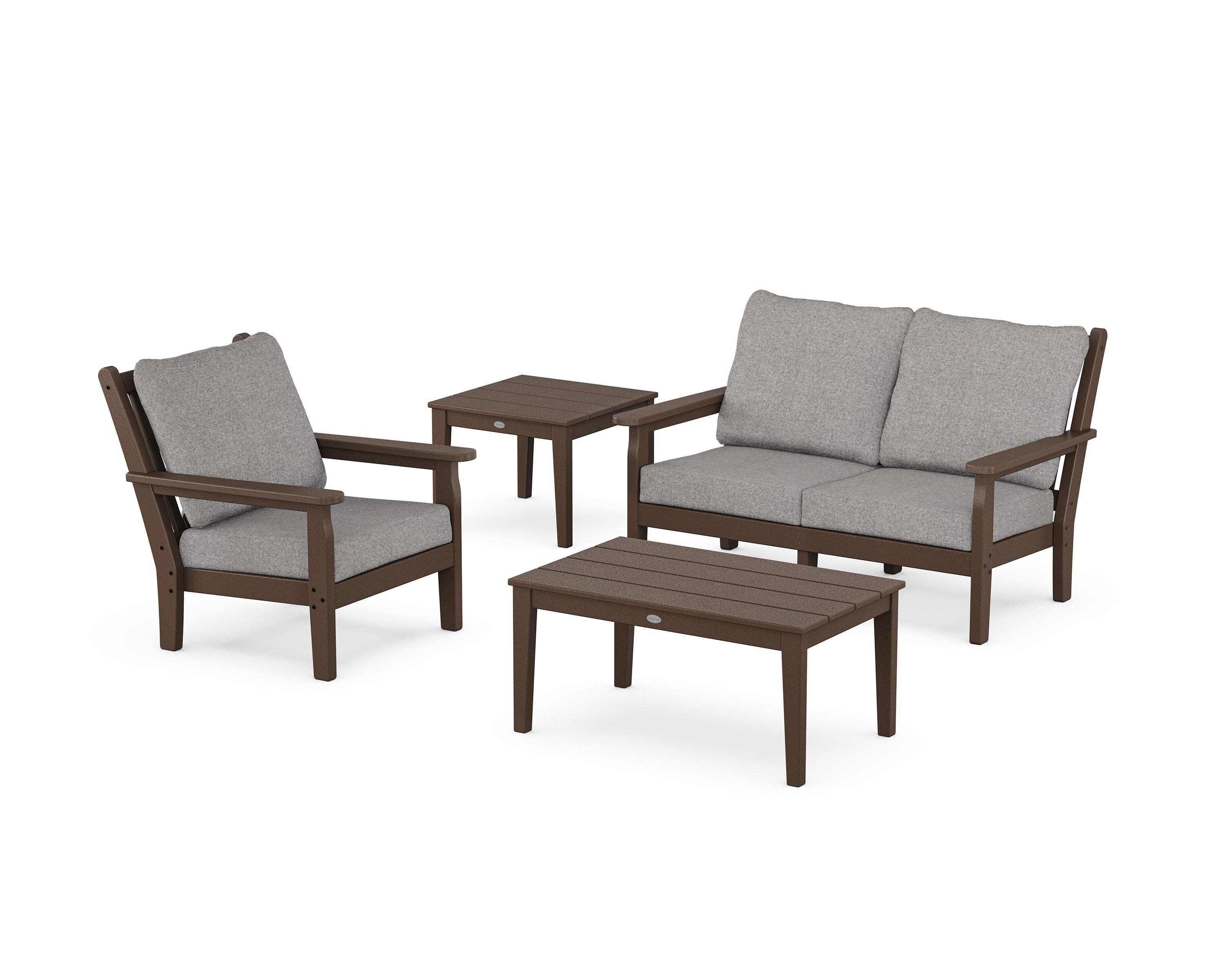 Chippendale 4-Piece Deep Seating Set in Mahogany / Grey Mist