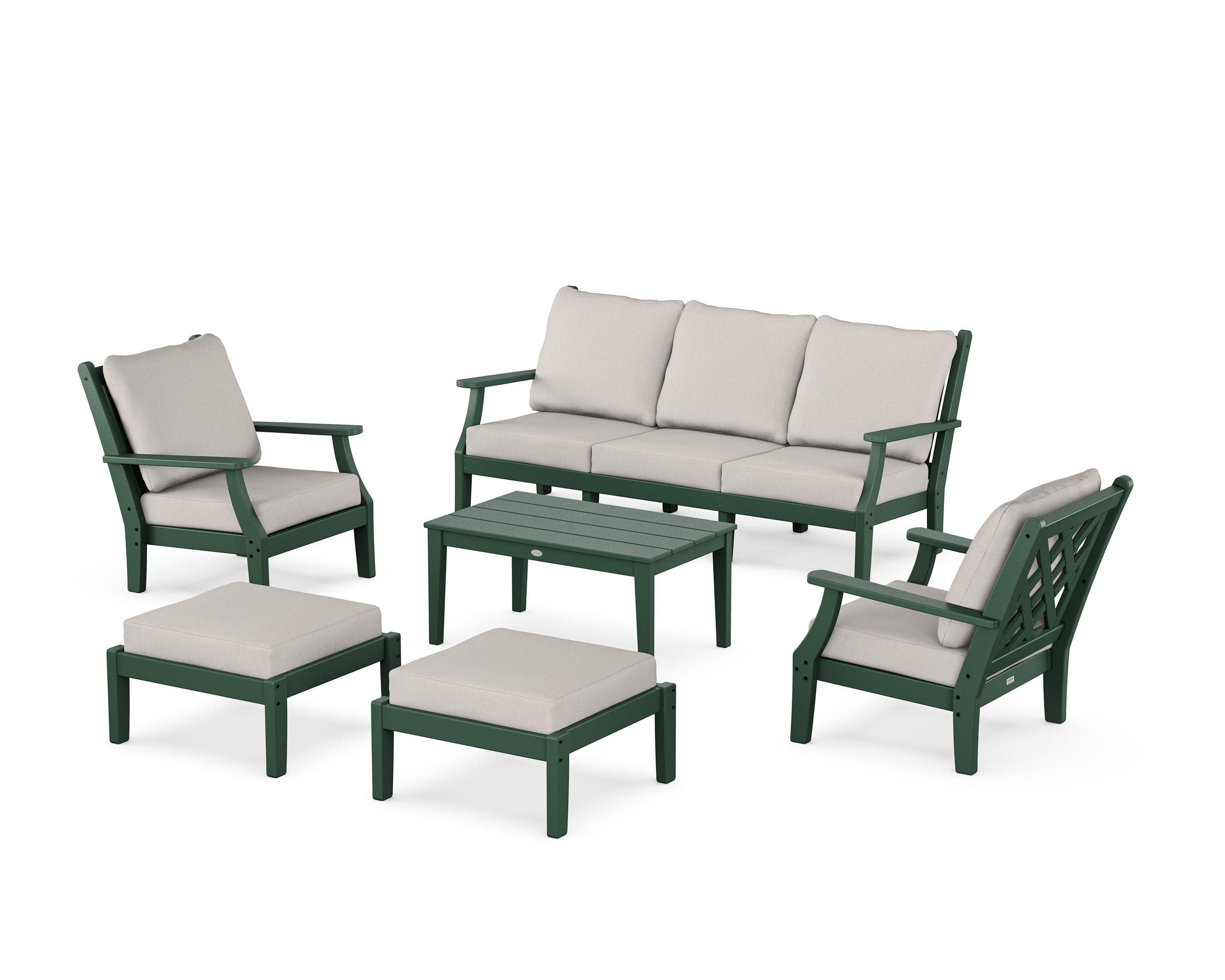 Wovendale 6-Piece Lounge Sofa Set in Green / Cast Ash