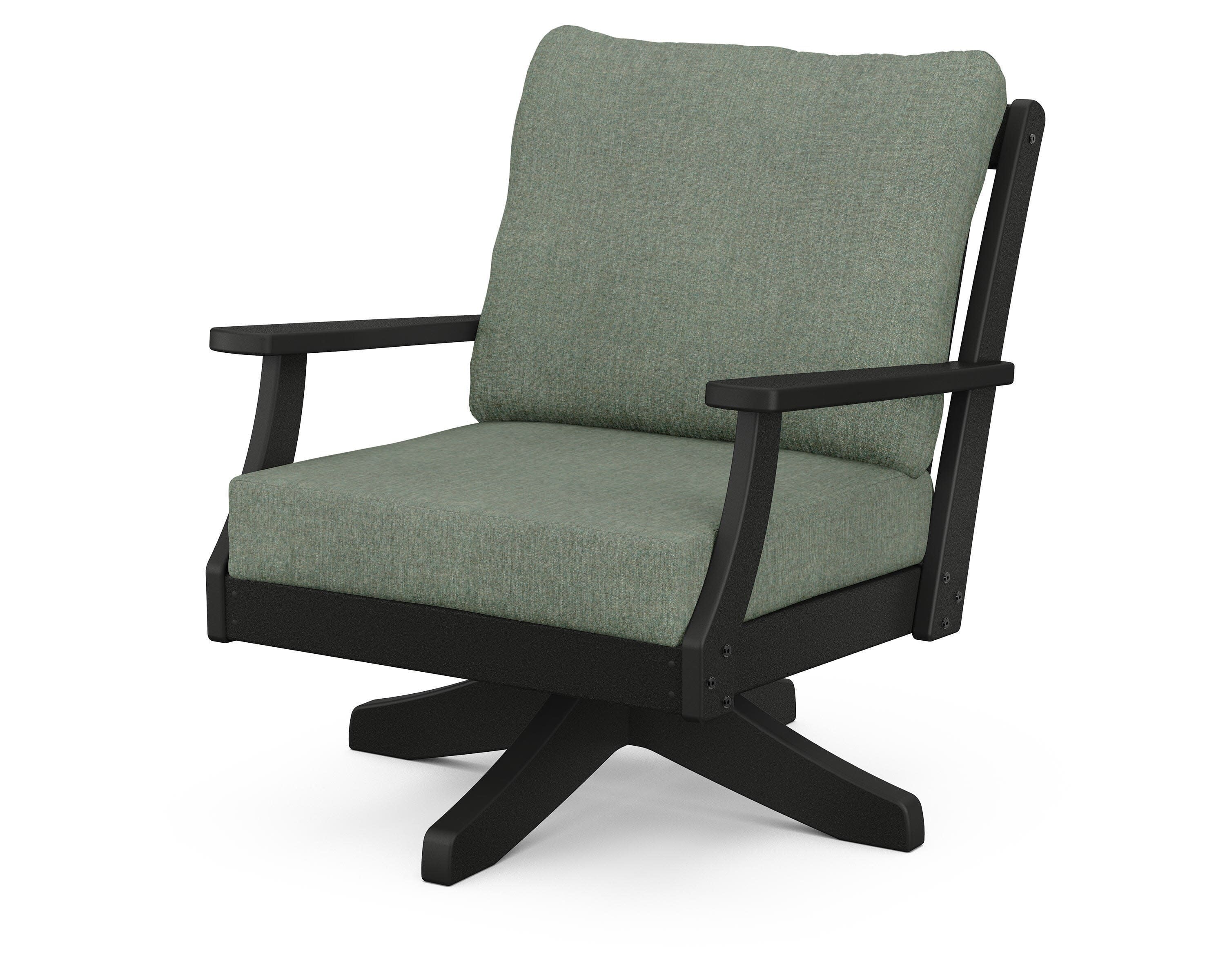 Braxton Deep Seating Swivel Chair in Black / Cast Sage