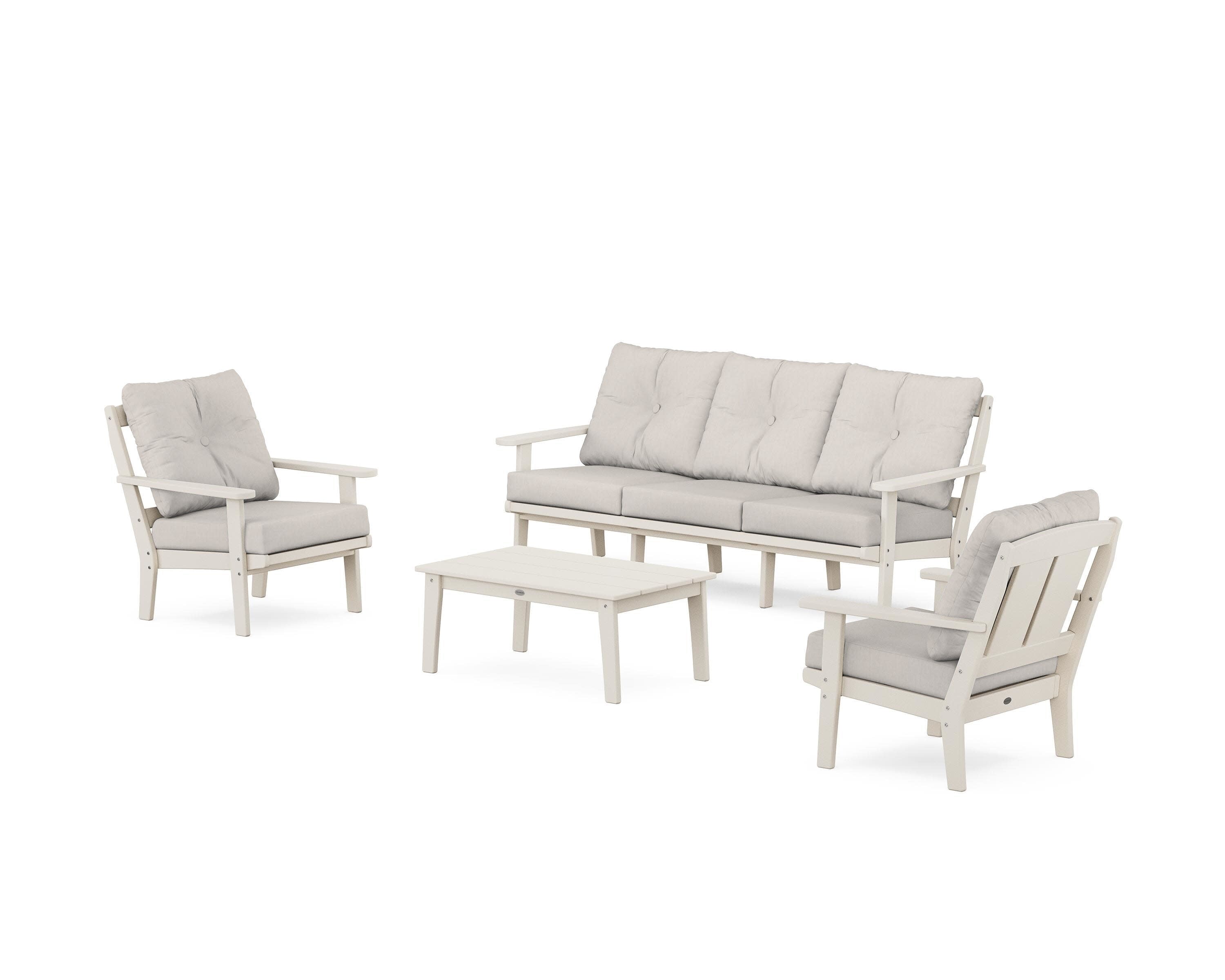 Mission 4-Piece Deep Seating Set with Sofa in Sand / Cast Ash