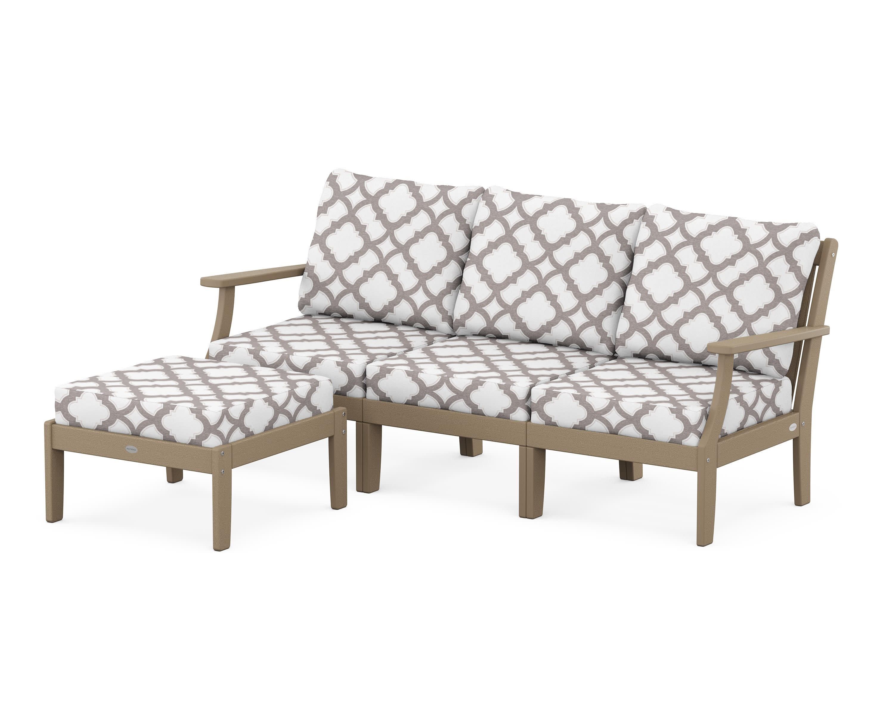 Braxton Modular 4-Piece Deep Seating Set with Ottoman in Vintage Sahara / Trellis Grey Mist