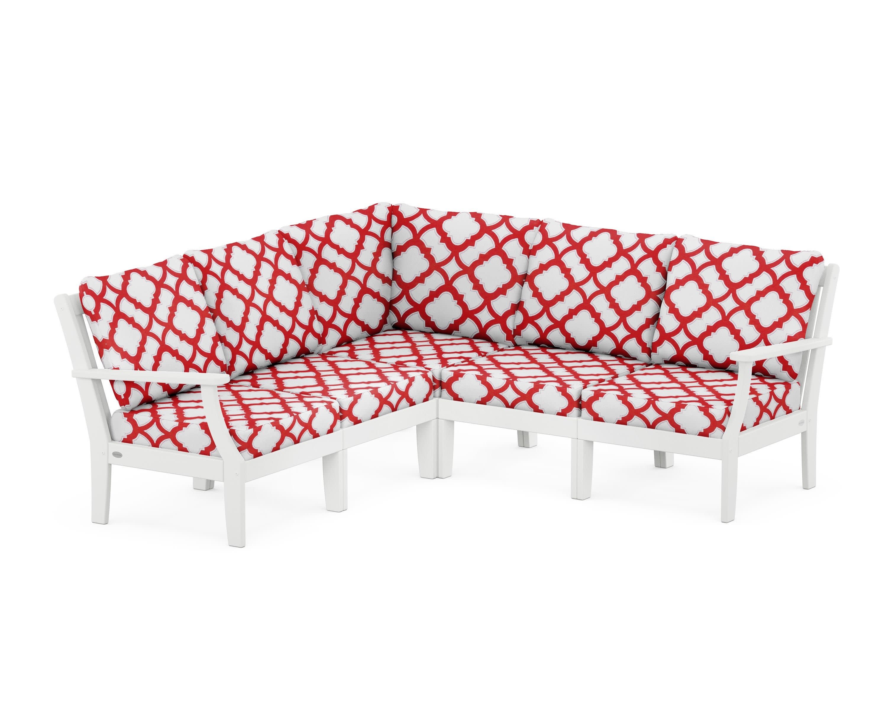 Braxton Modular 5-Piece Deep Seating Set in White / Trellis Crimson