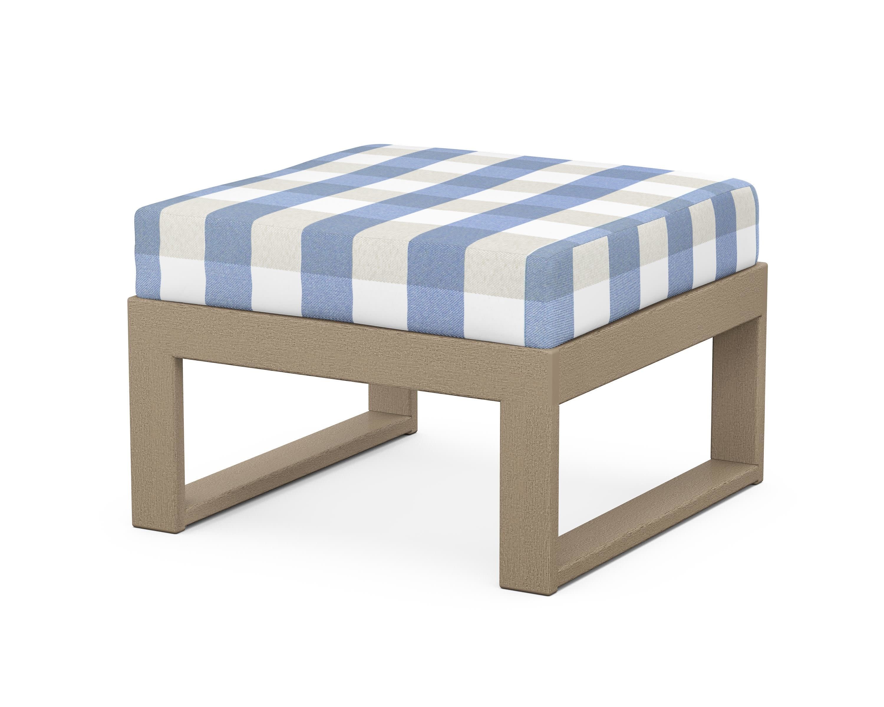 Modular Ottoman - Modern in Vintage Sahara / Buffalo Plaid Sky Blue