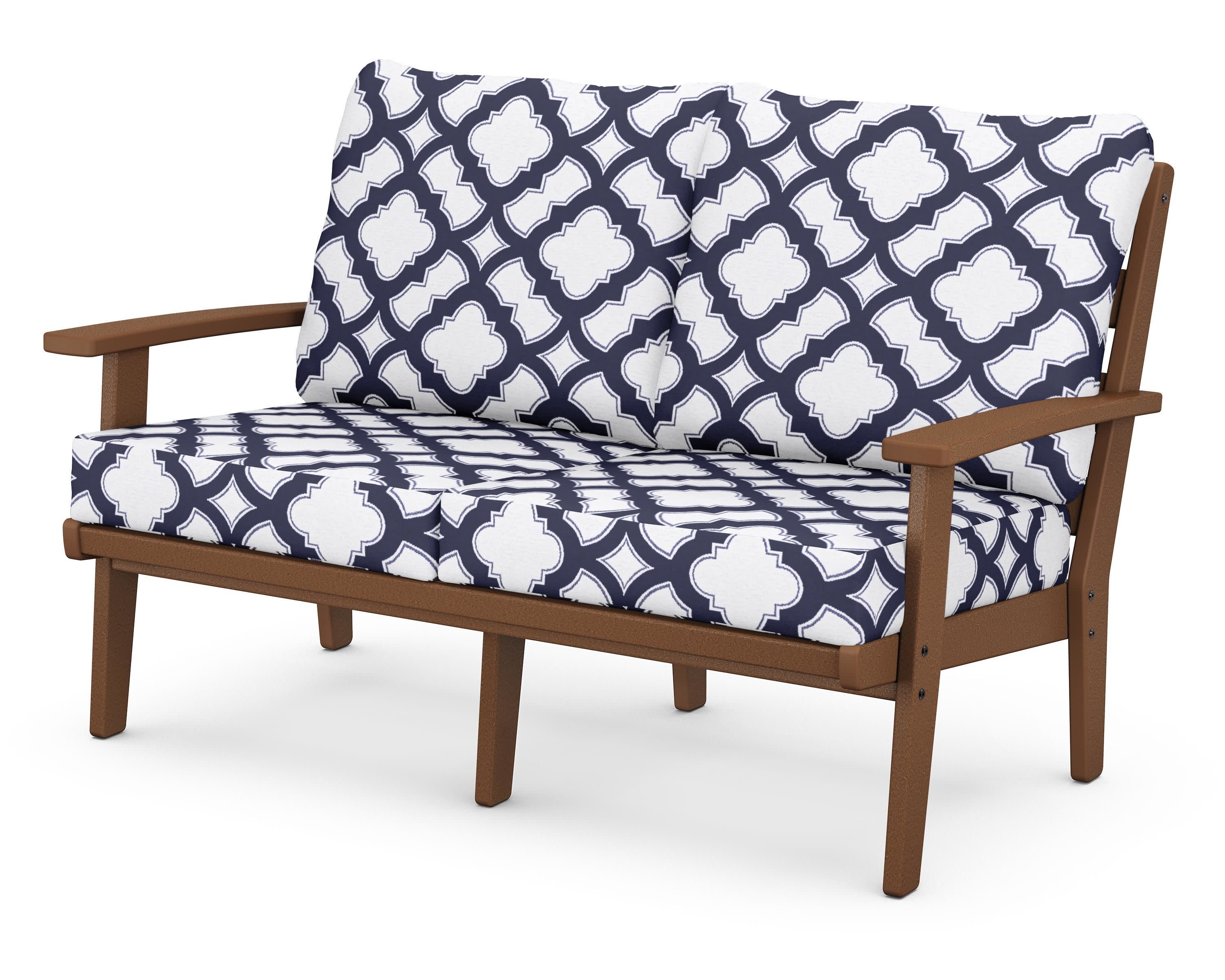 Grant Park Deep Seating Loveseat in Teak / Trellis Navy
