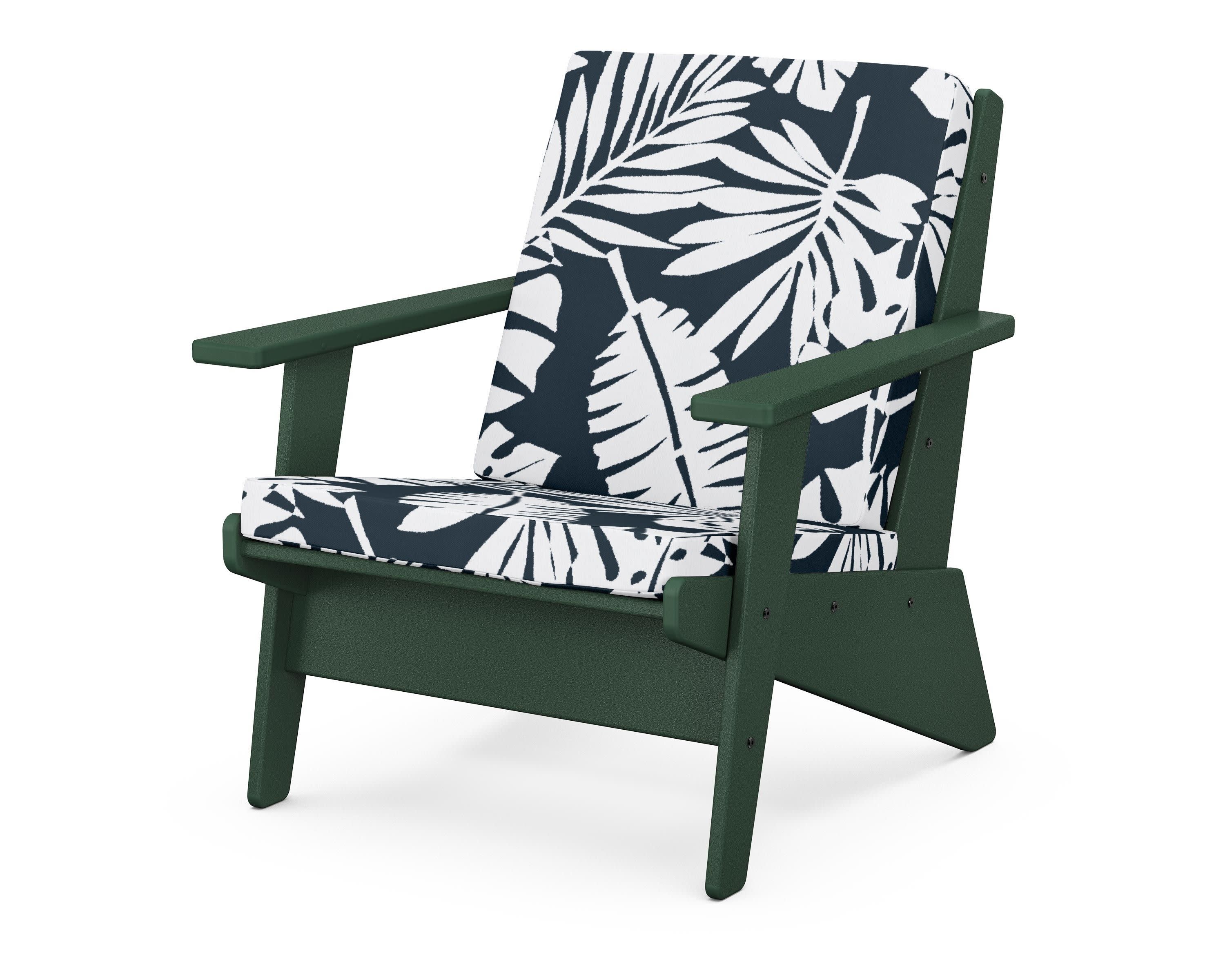 Riviera Modern Lounge Chair in Green / Leaf Marine Indigo
