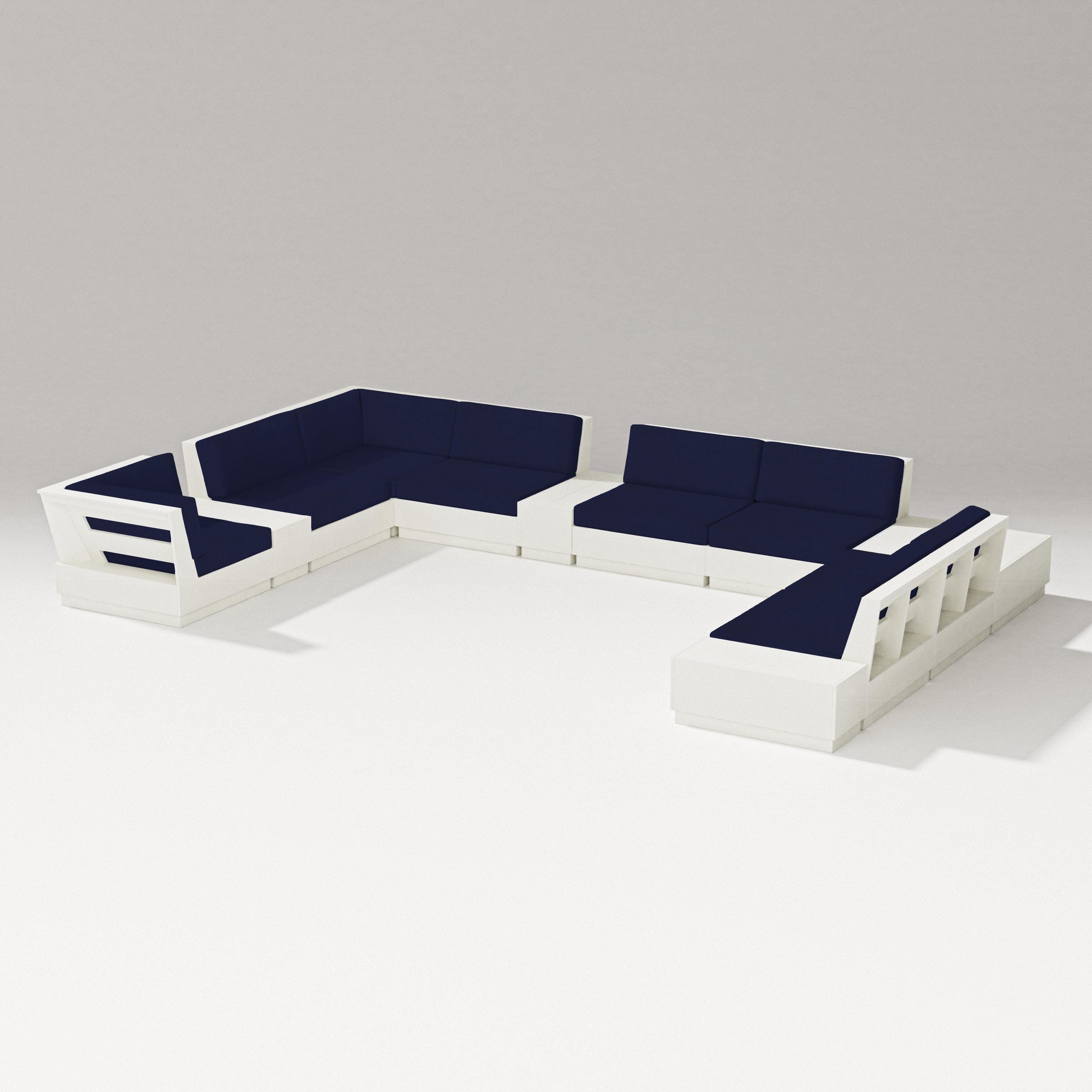 Elevate 12-Piece Conversation Sectional Set in Vintage White / Navy