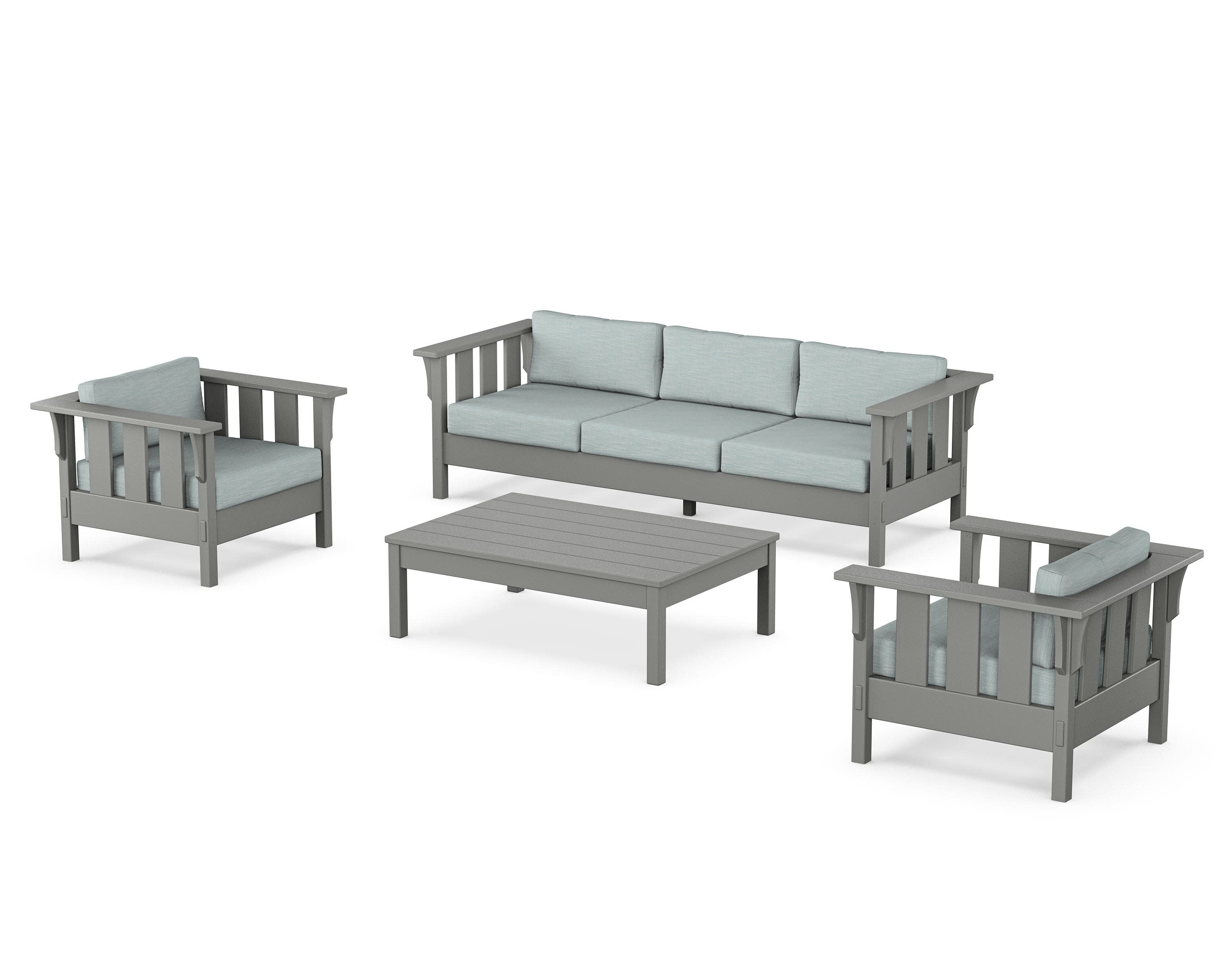 Acadia 4-Piece Deep Seating Set with Sofa in Slate Grey / Soothe Mist