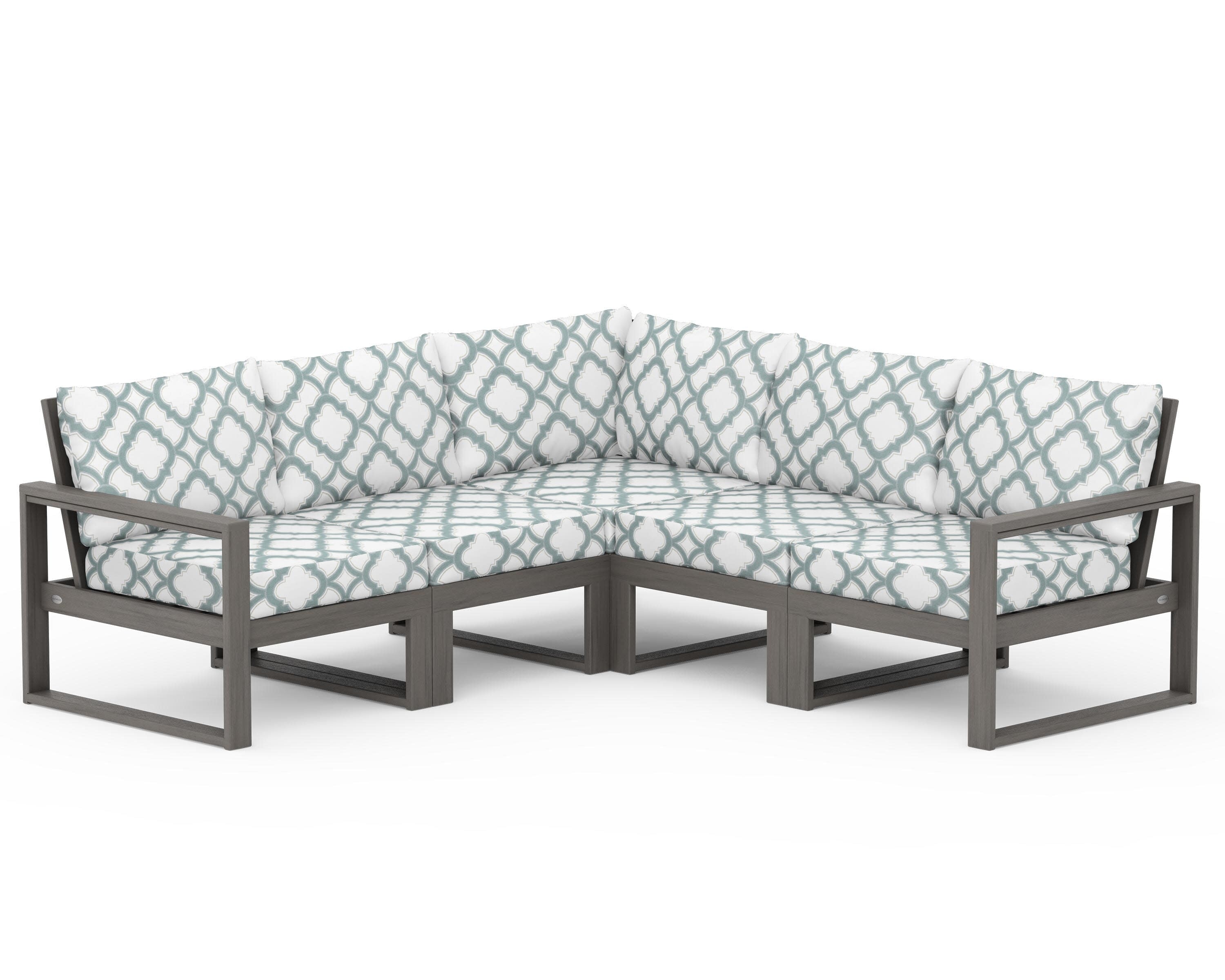 EDGE 5-Piece Modular Deep Seating Set in Driftwood / Trellis Glacier Spa