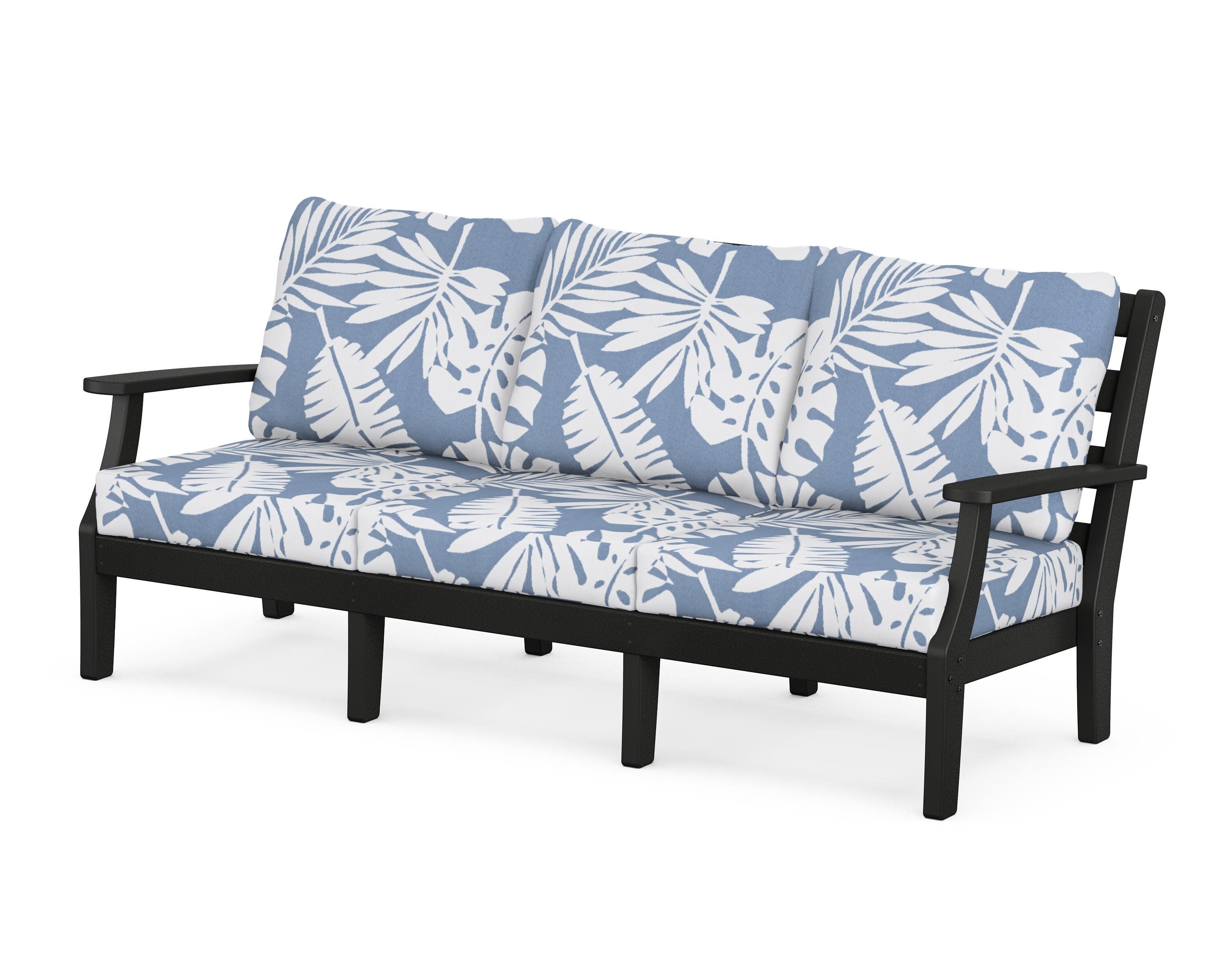 Chesapeake Deep Seating Sofa in Black / Leaf Sky Blue