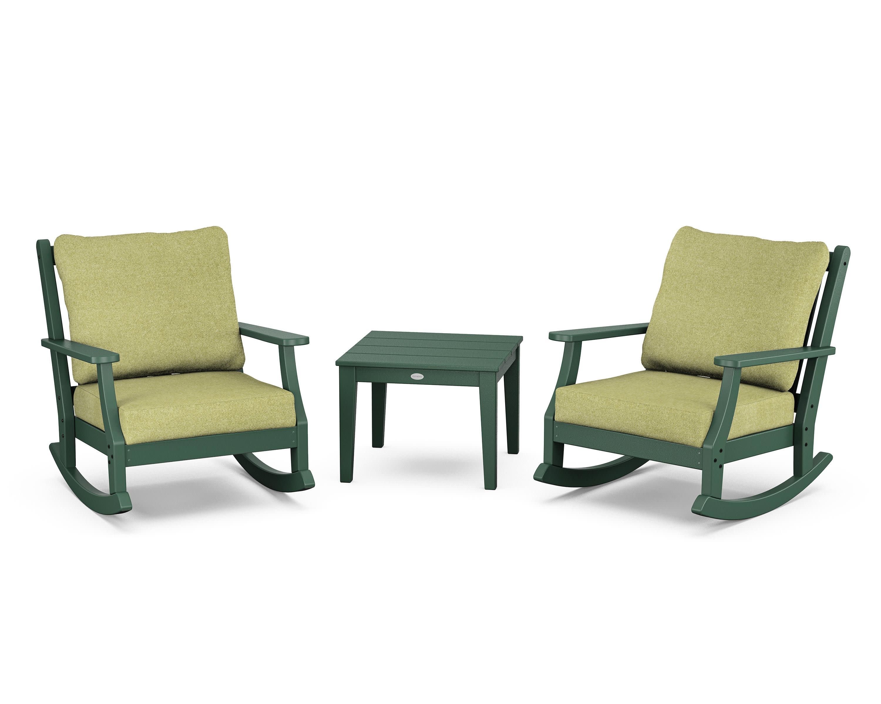 Wovendale 3-Piece Deep Seating Rocker Set in Green / Chartreuse Boucle