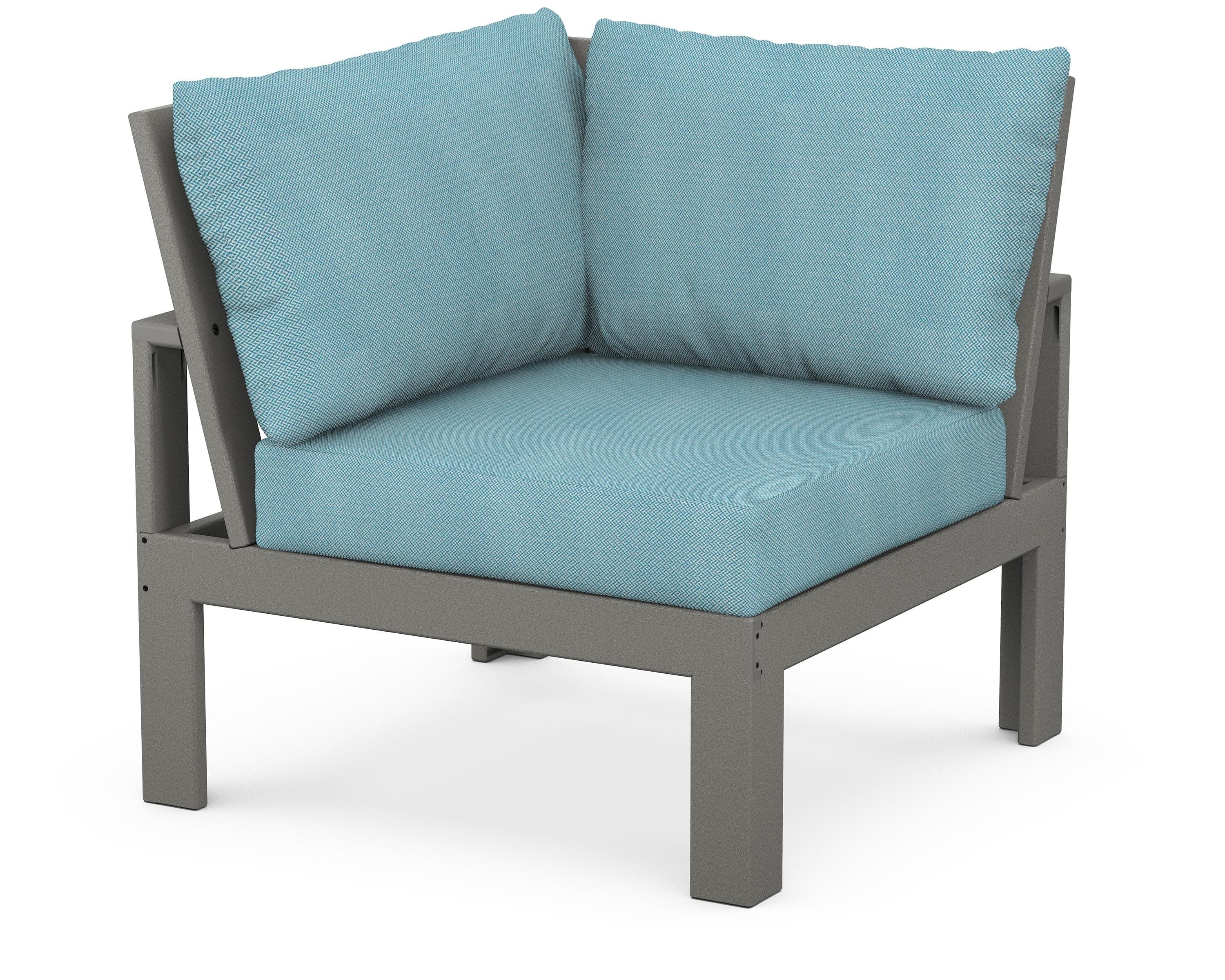 Modular Corner Chair in Slate Grey / Lattice Sky Blue