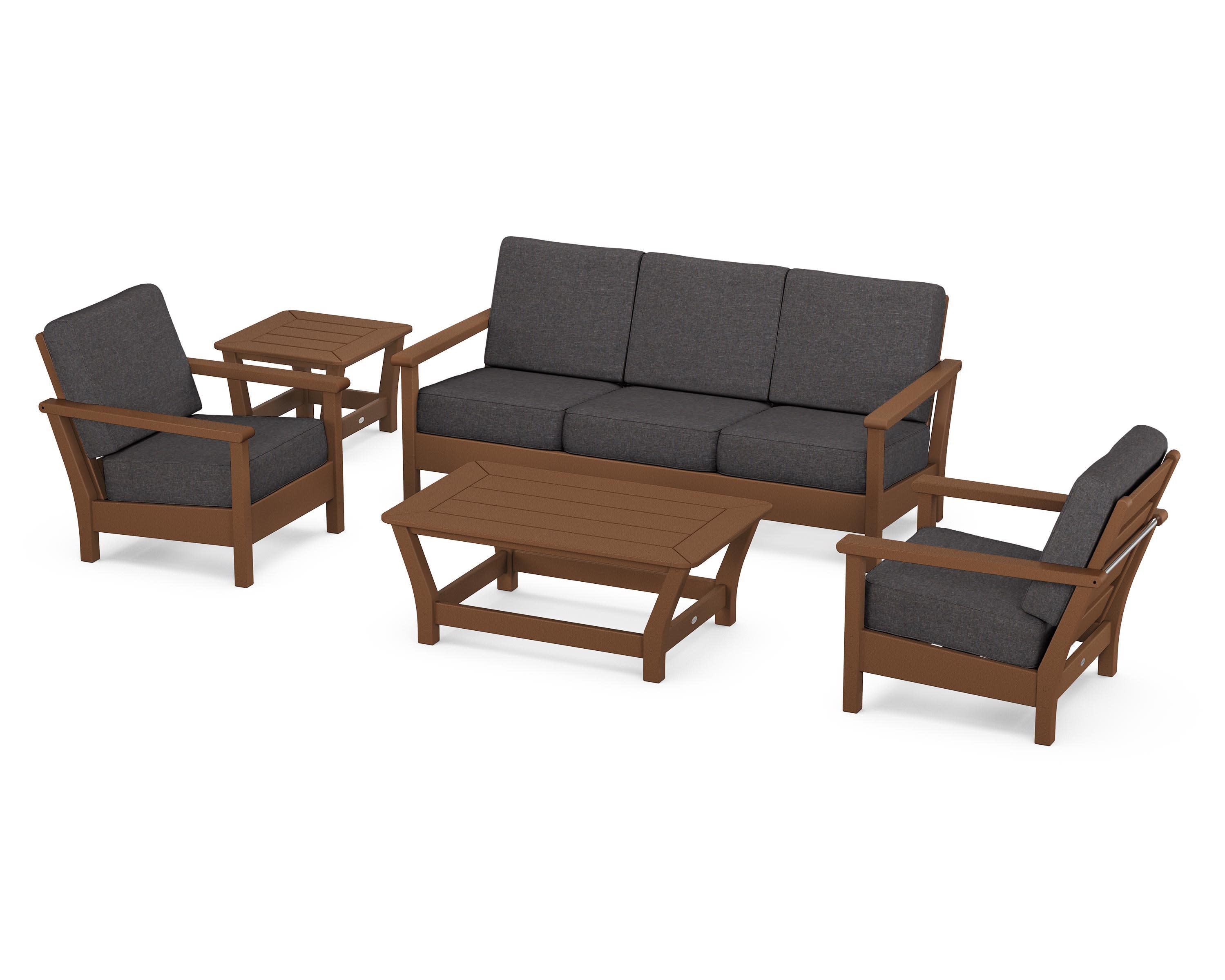 Harbour 5-Piece Deep Seating Set in Teak / Ash Charcoal