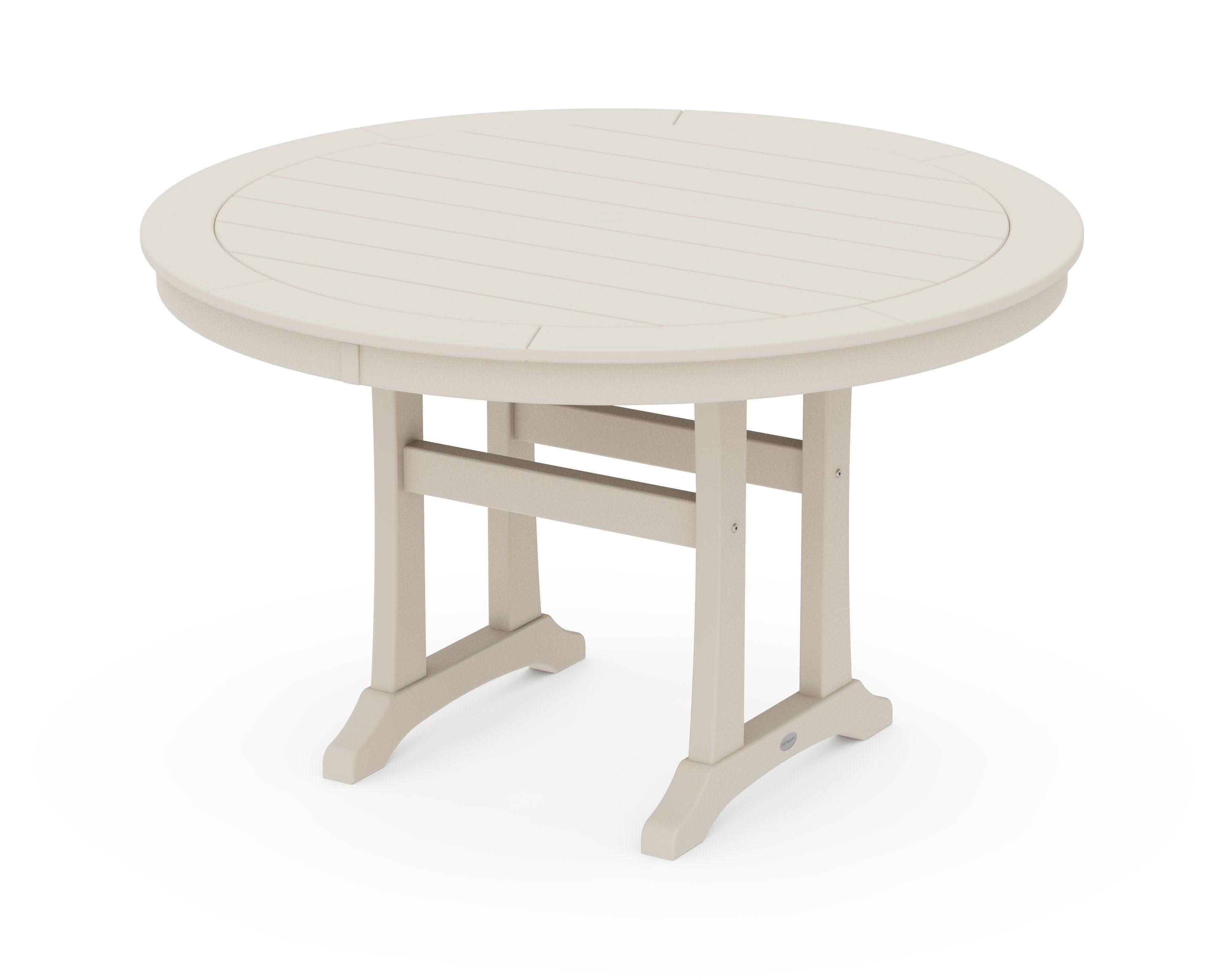 Nautical Trestle 48" Round Dining Table in Sand