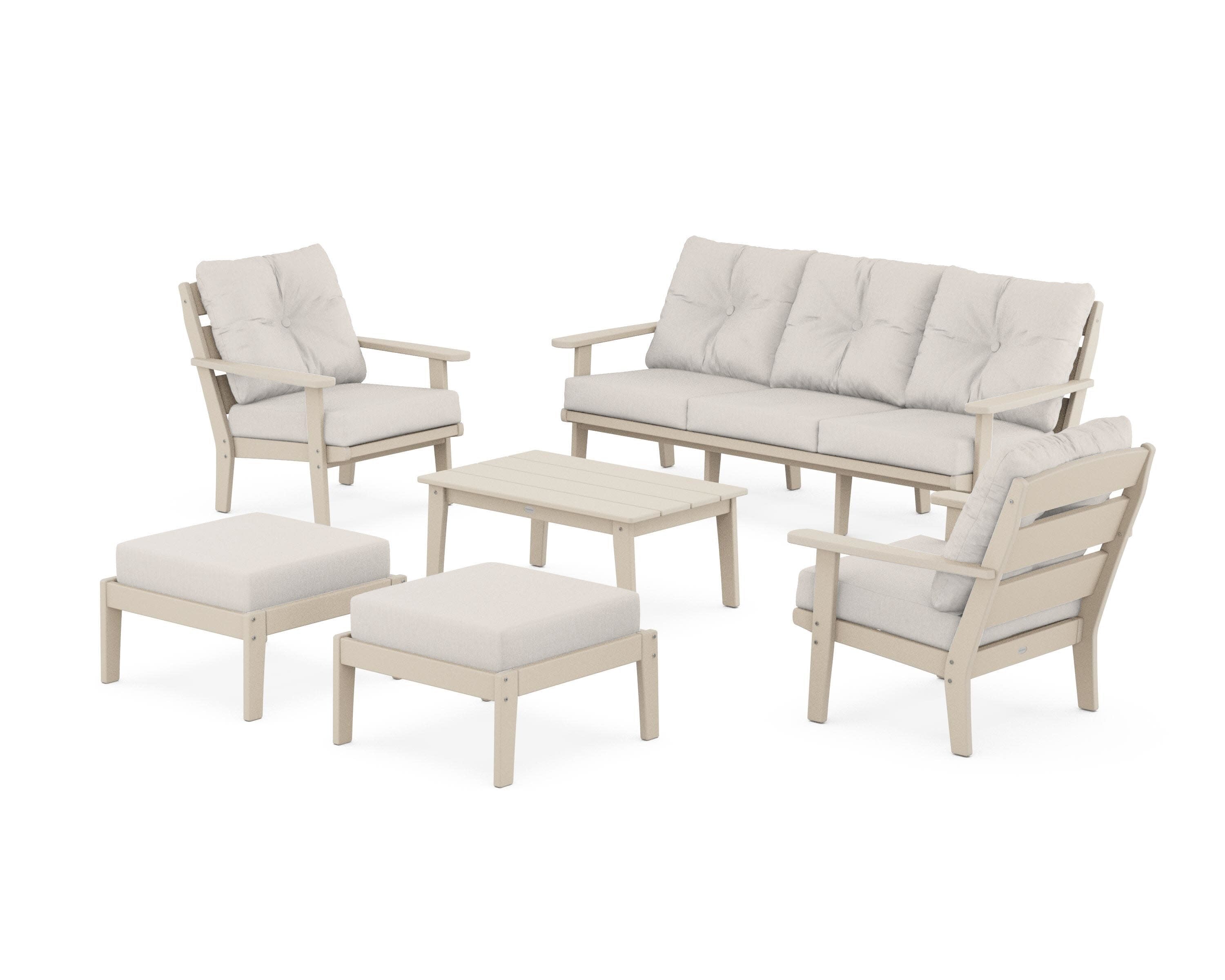 Lakeside 6-Piece Lounge Sofa Set in Sand / Cast Ash