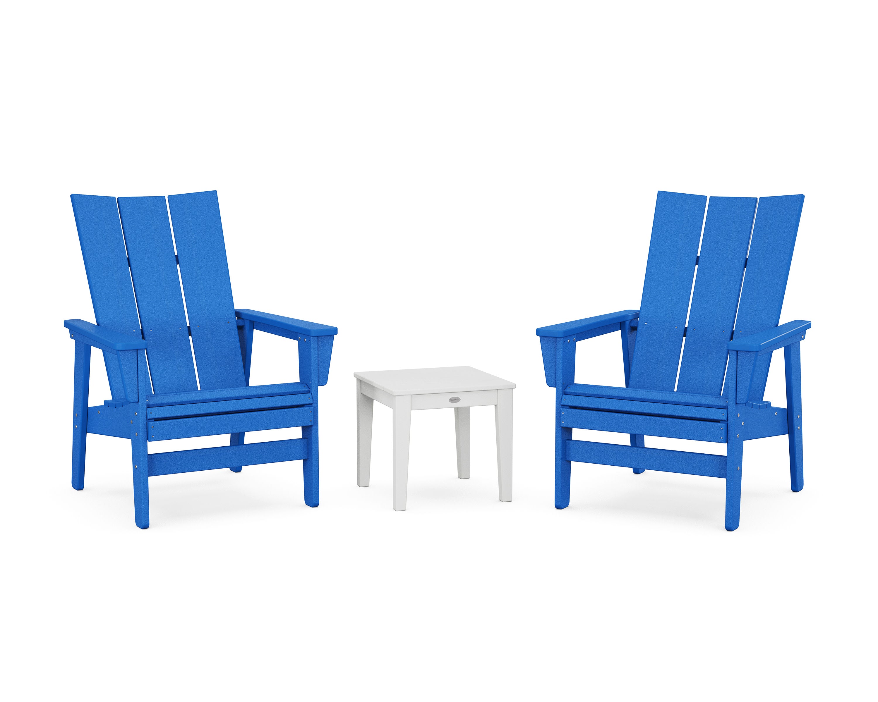 3-Piece Modern Grand Upright Adirondack Set in Pacific Blue / White