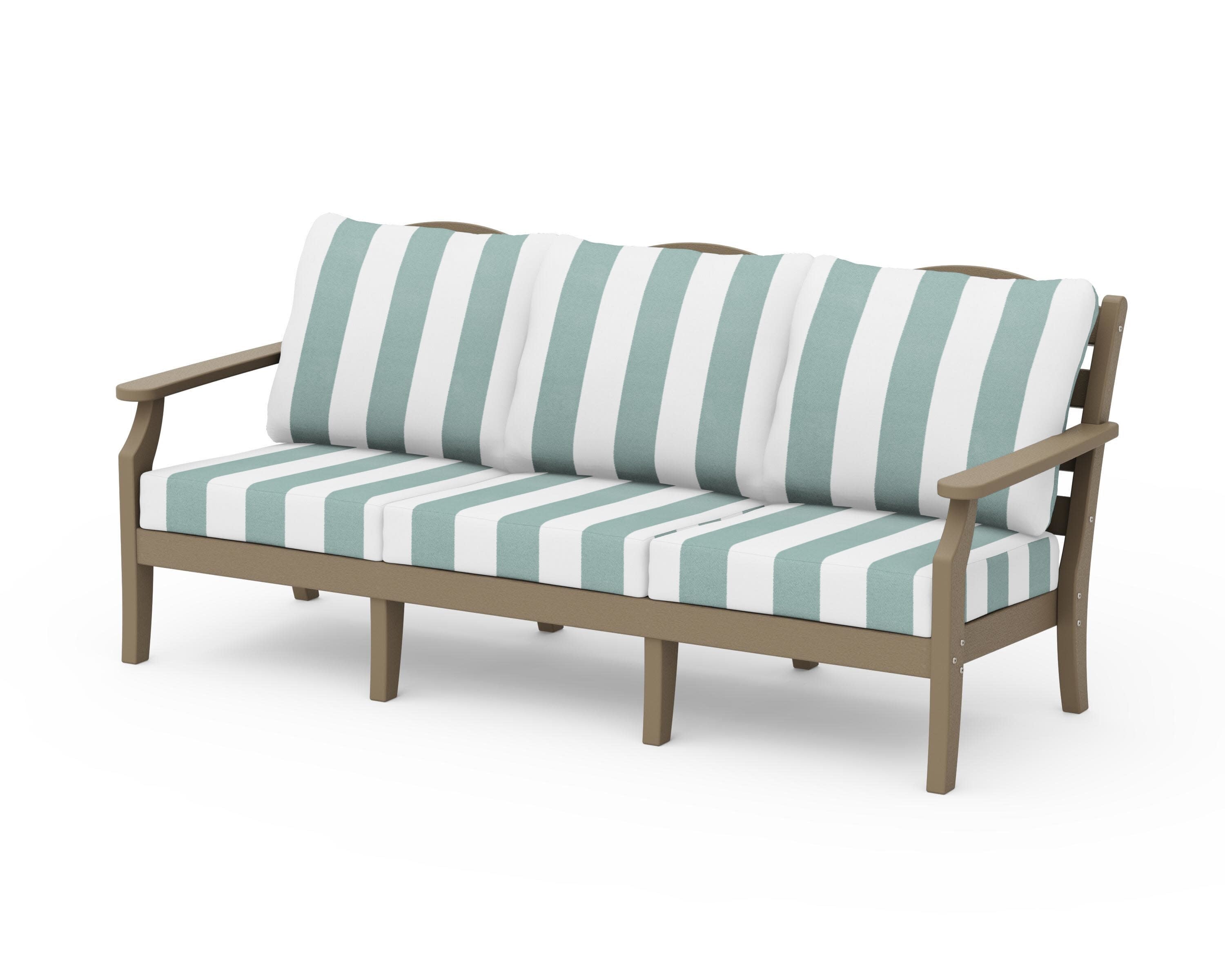 Savannah Deep Seating Sofa in Vintage Sahara / Cabana Stripe Glacier Spa