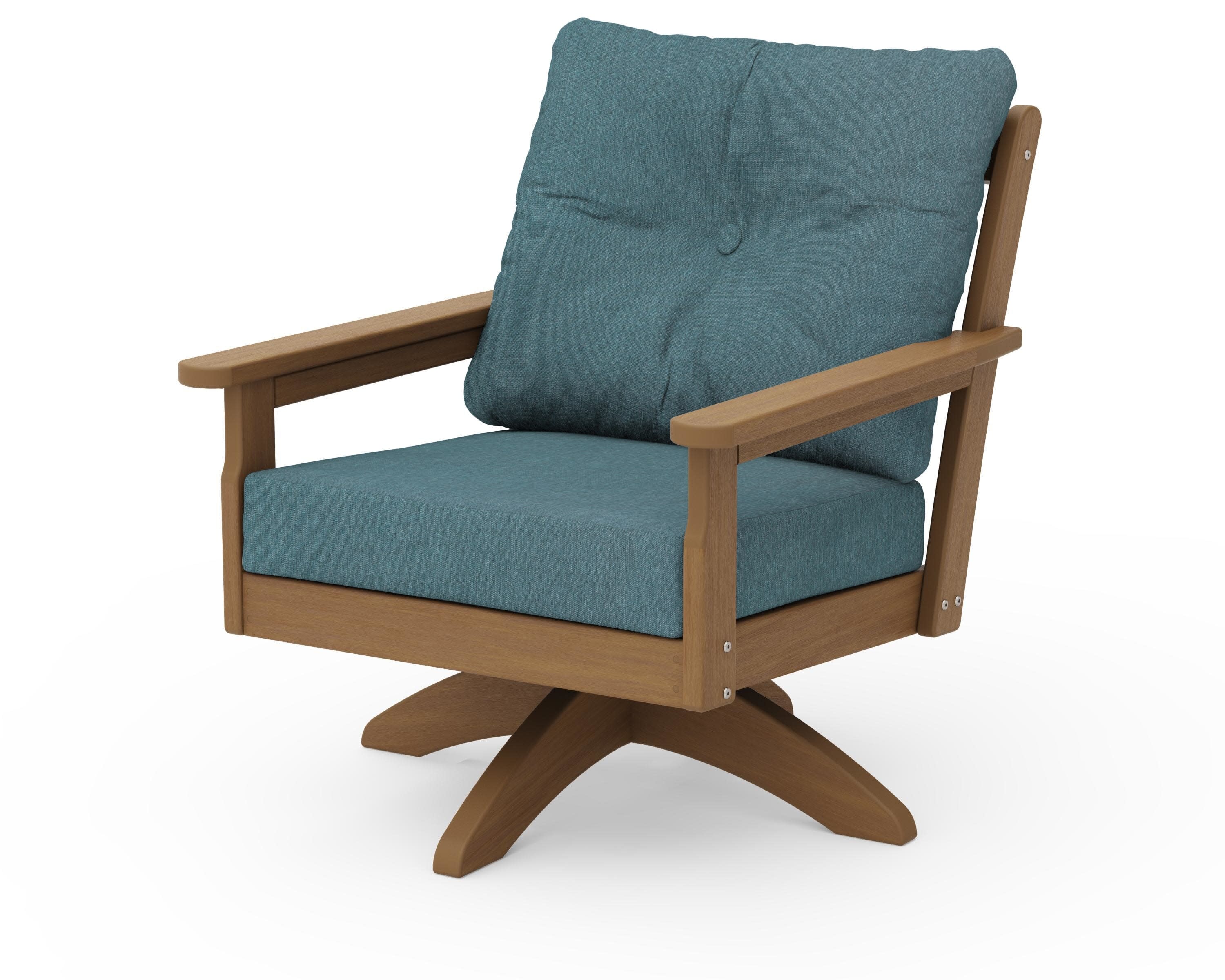 Vineyard Deep Seating Swivel Chair in Natural / Ocean Teal