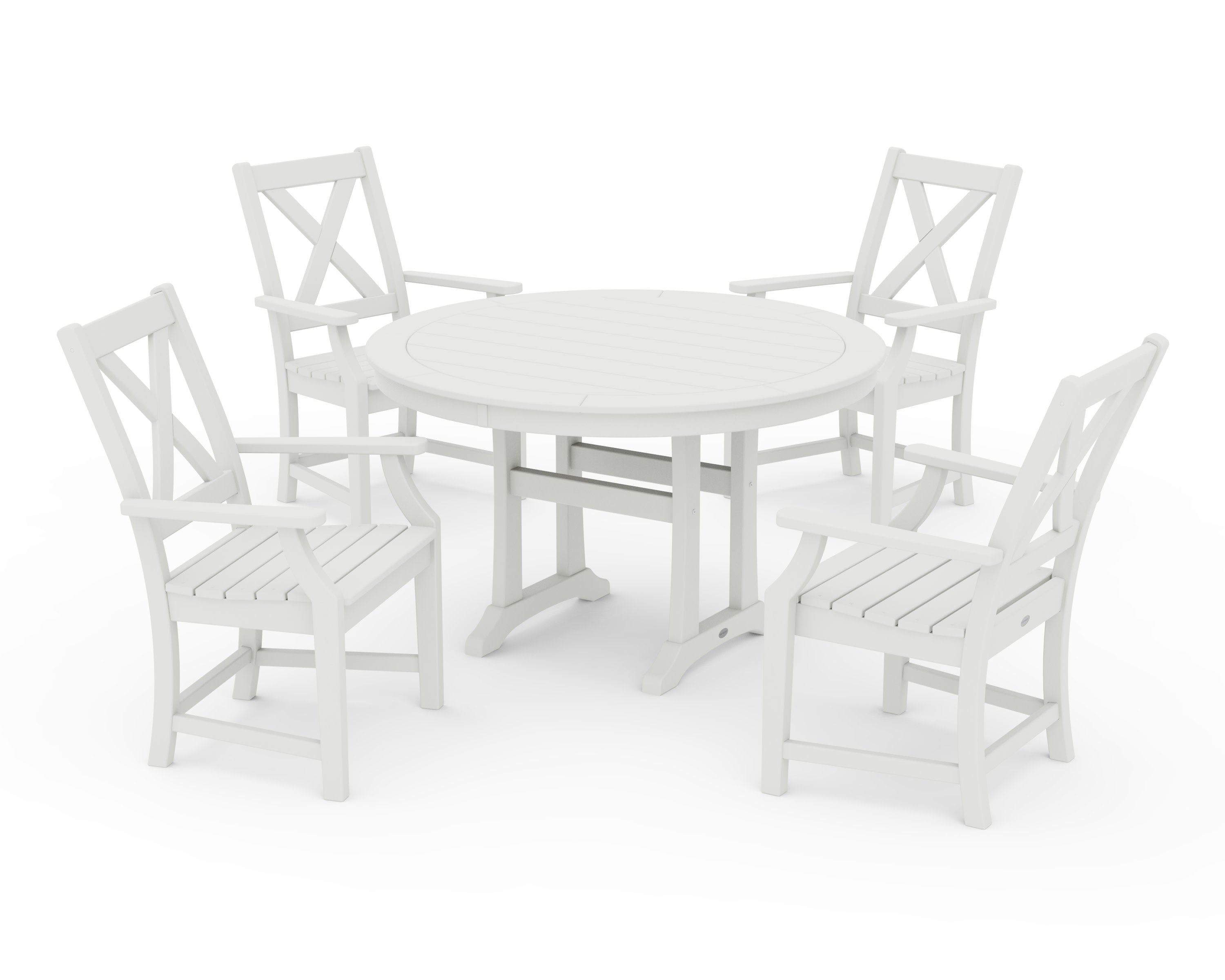 Braxton 5-Piece Nautical Trestle Arm Chair Dining Set in Vintage White