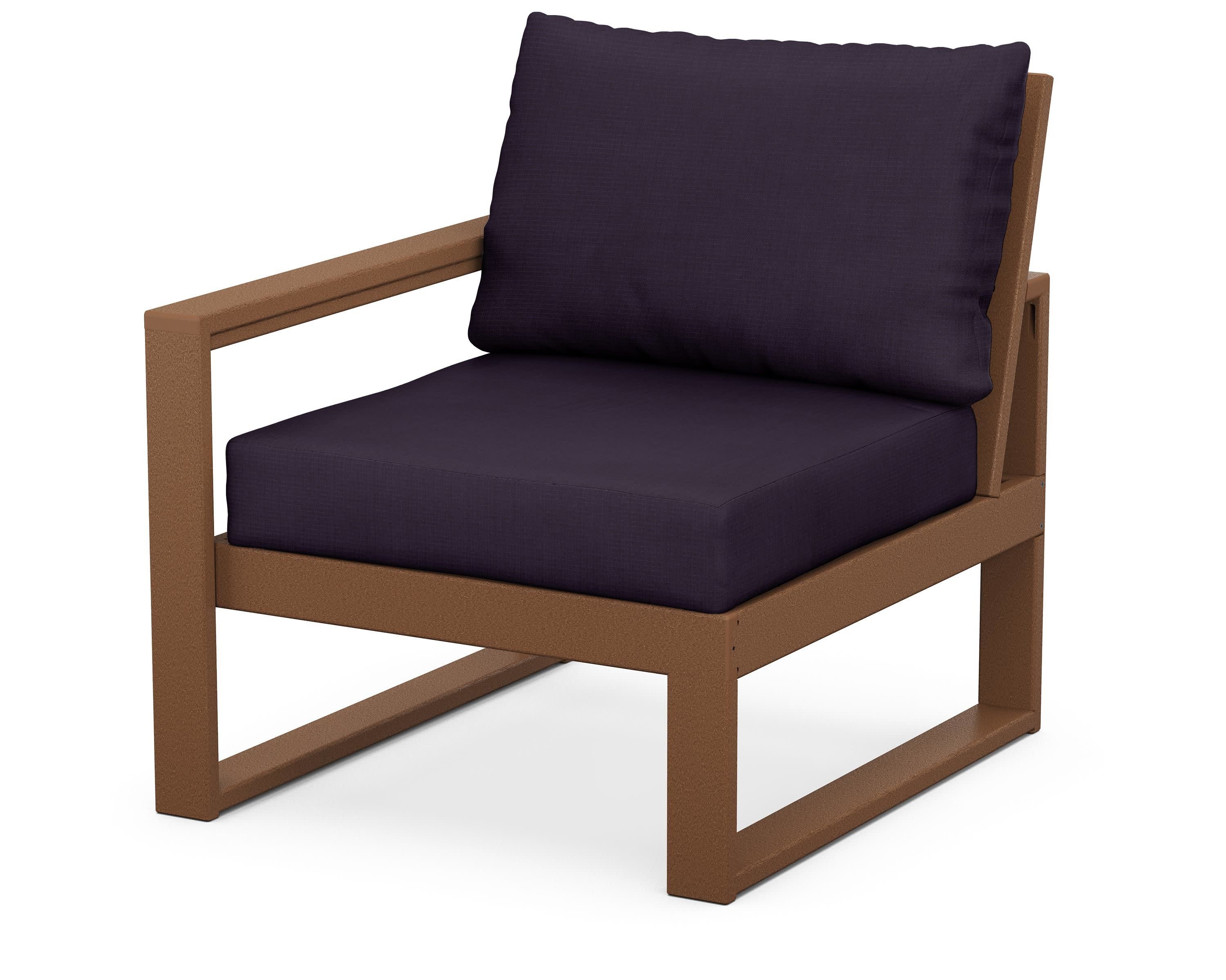 EDGE Modular Left Arm Chair in Teak / Navy Linen