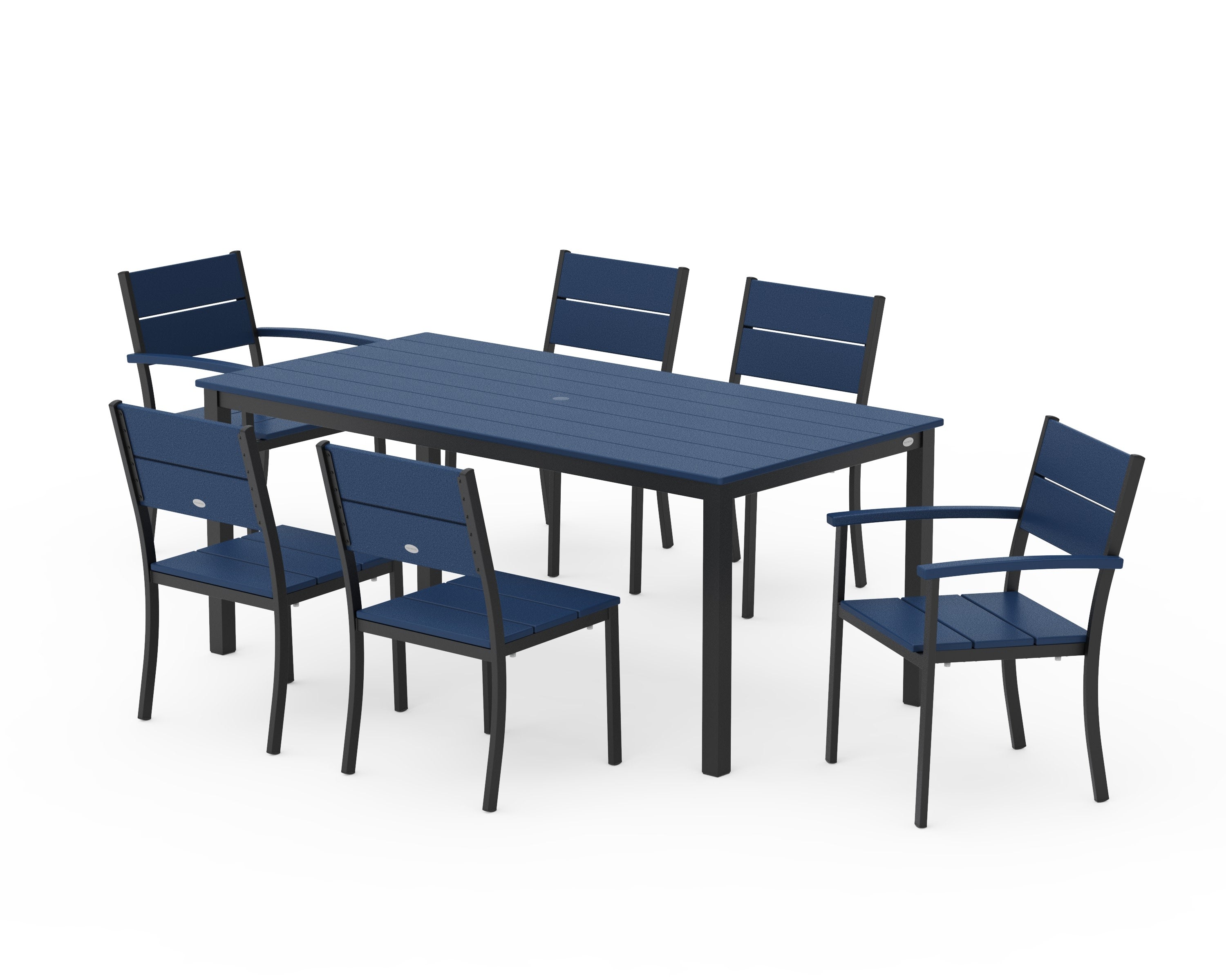 Main Street 7-Piece Dining Set in Black / Navy