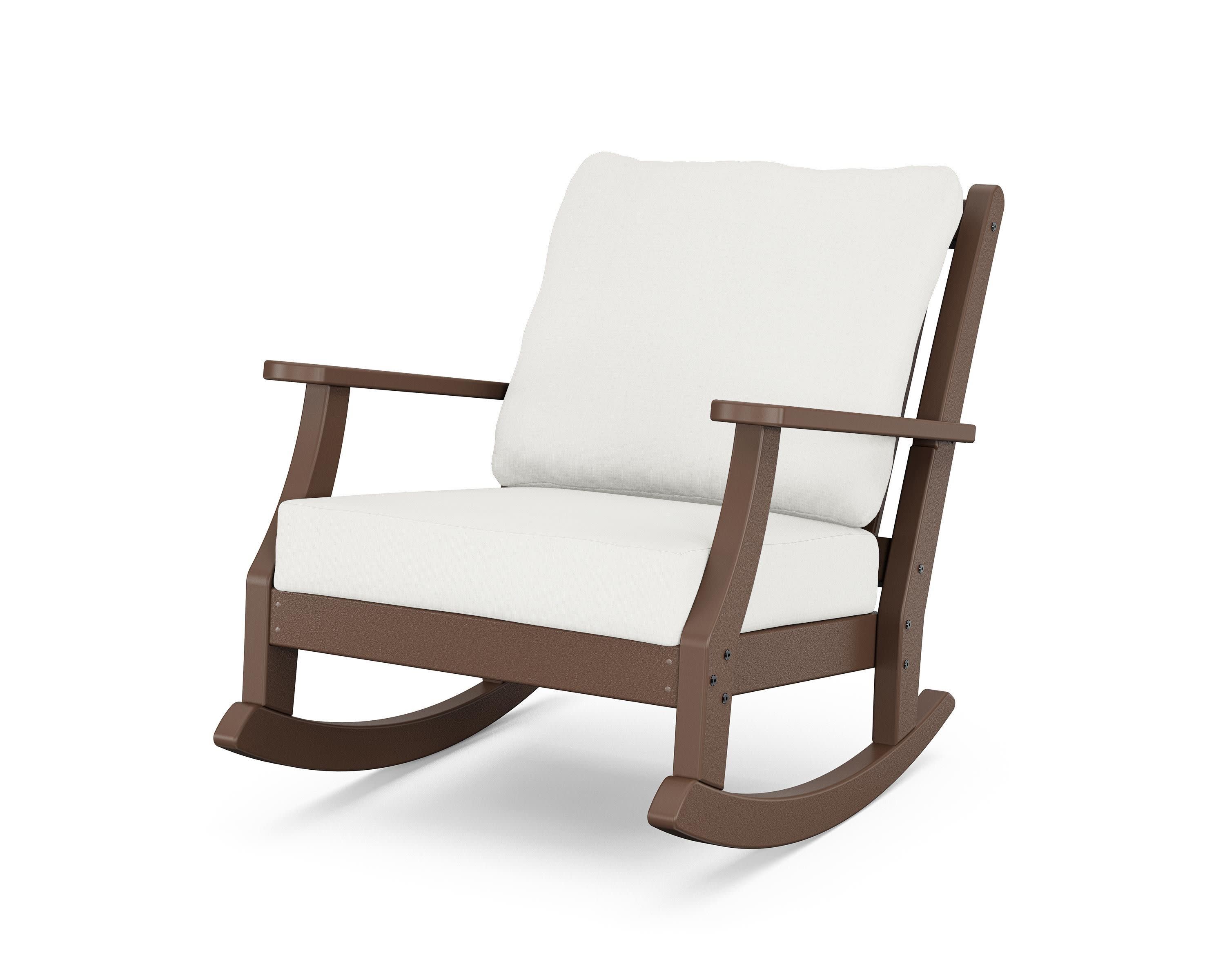 Wovendale Deep Seating Rocking Chair in Mahogany / Natural Linen