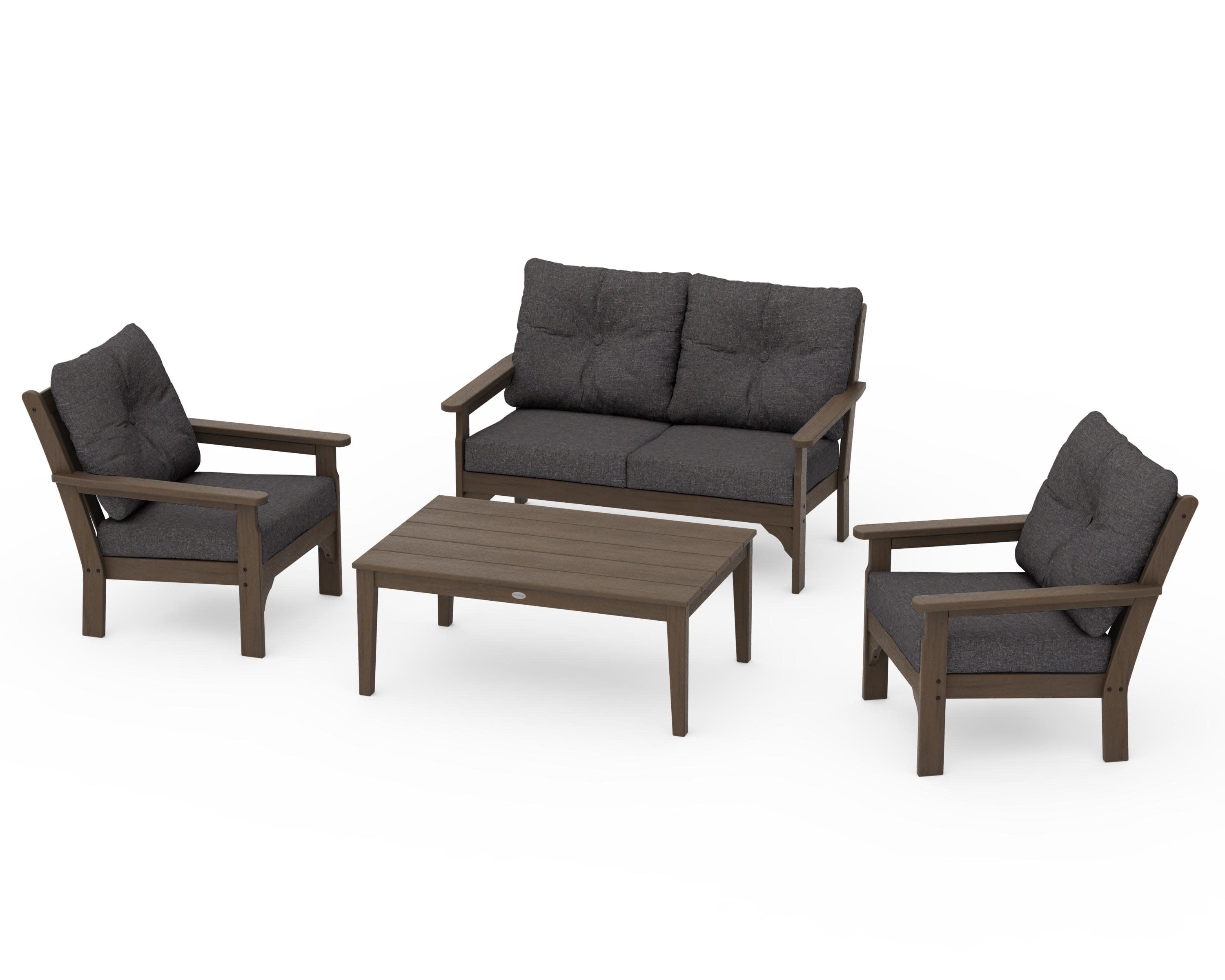 Vineyard 4-Piece Deep Seating Set in Kona / Ash Charcoal