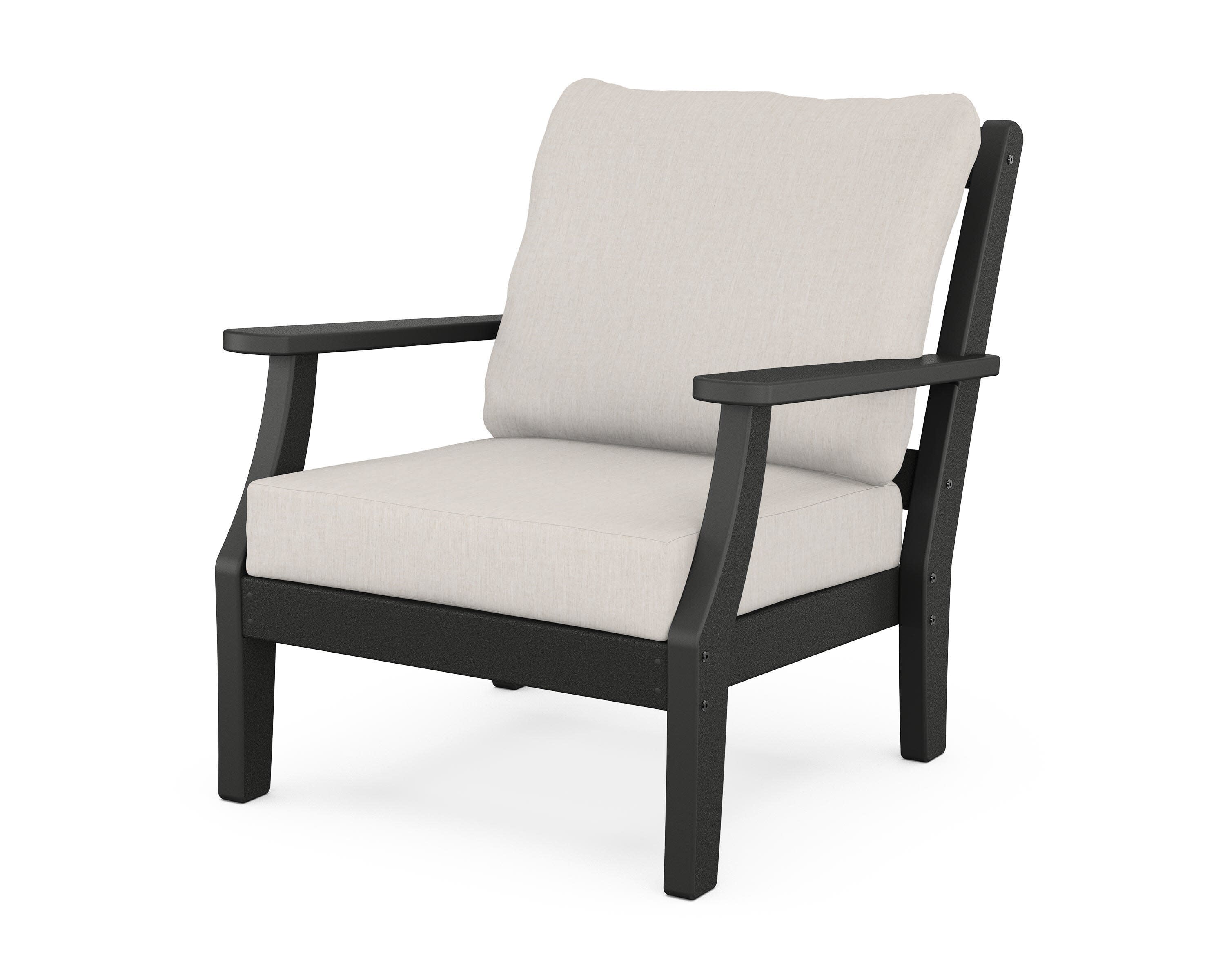 Chinoiserie Deep Seating Chair in Black / Cast Ash
