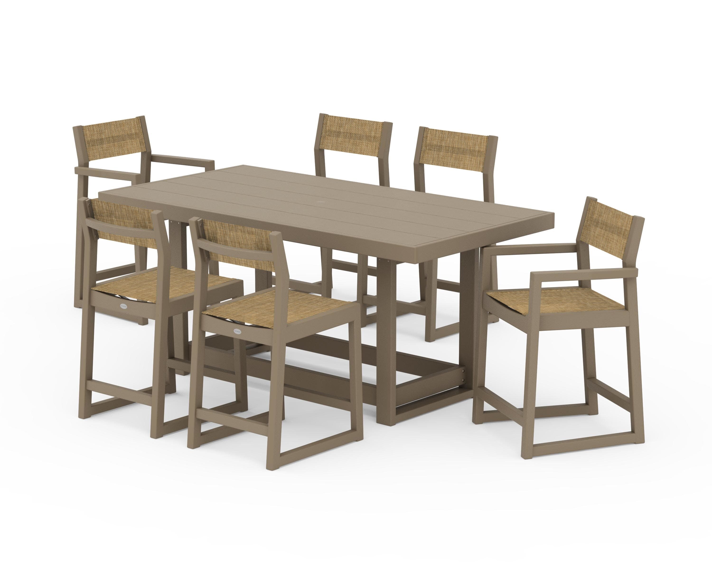 EDGE Sling 7-Piece Counter Table Set in Vintage Sahara / Burlap Sling