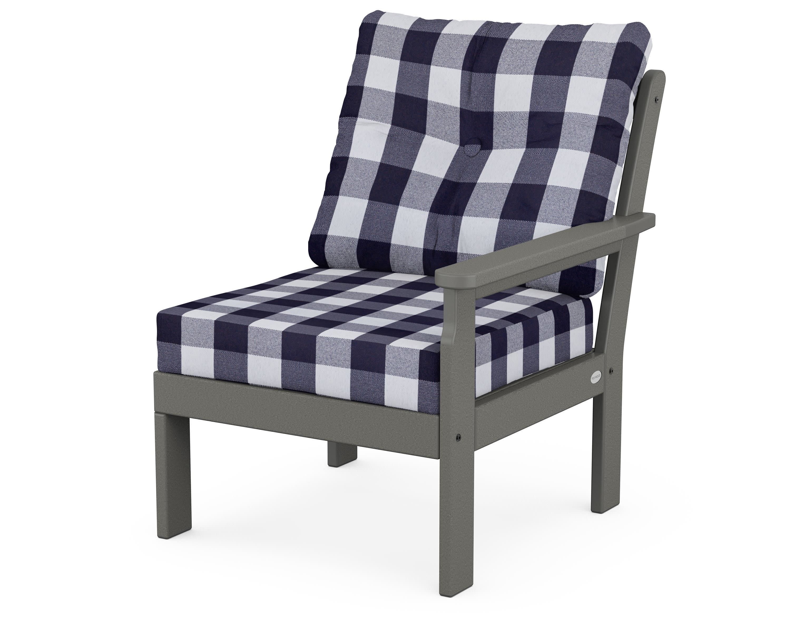Vineyard Modular Right Arm Chair in Slate Grey / Buffalo Plaid Navy