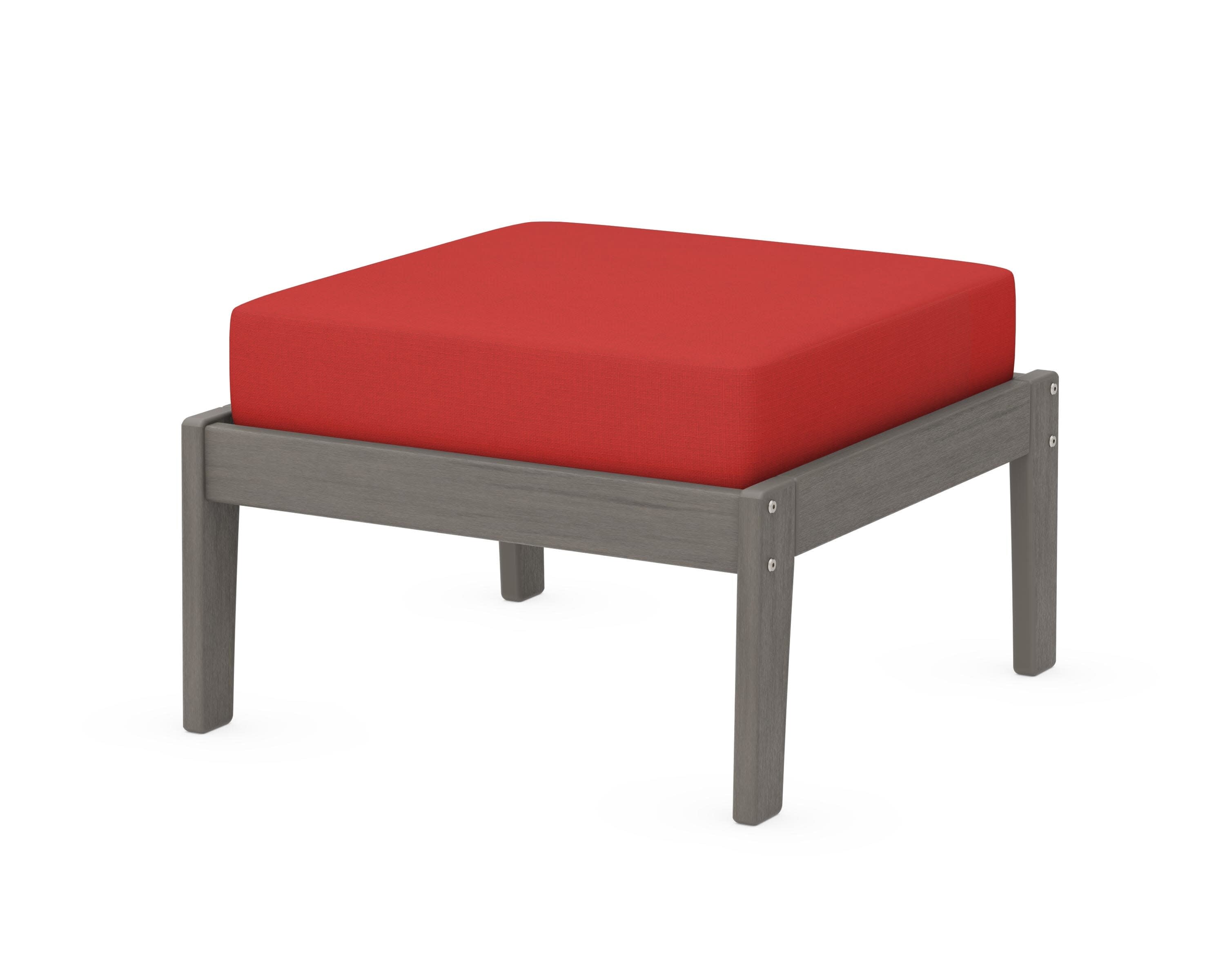 Deep Seating Ottoman in Driftwood / Crimson Linen