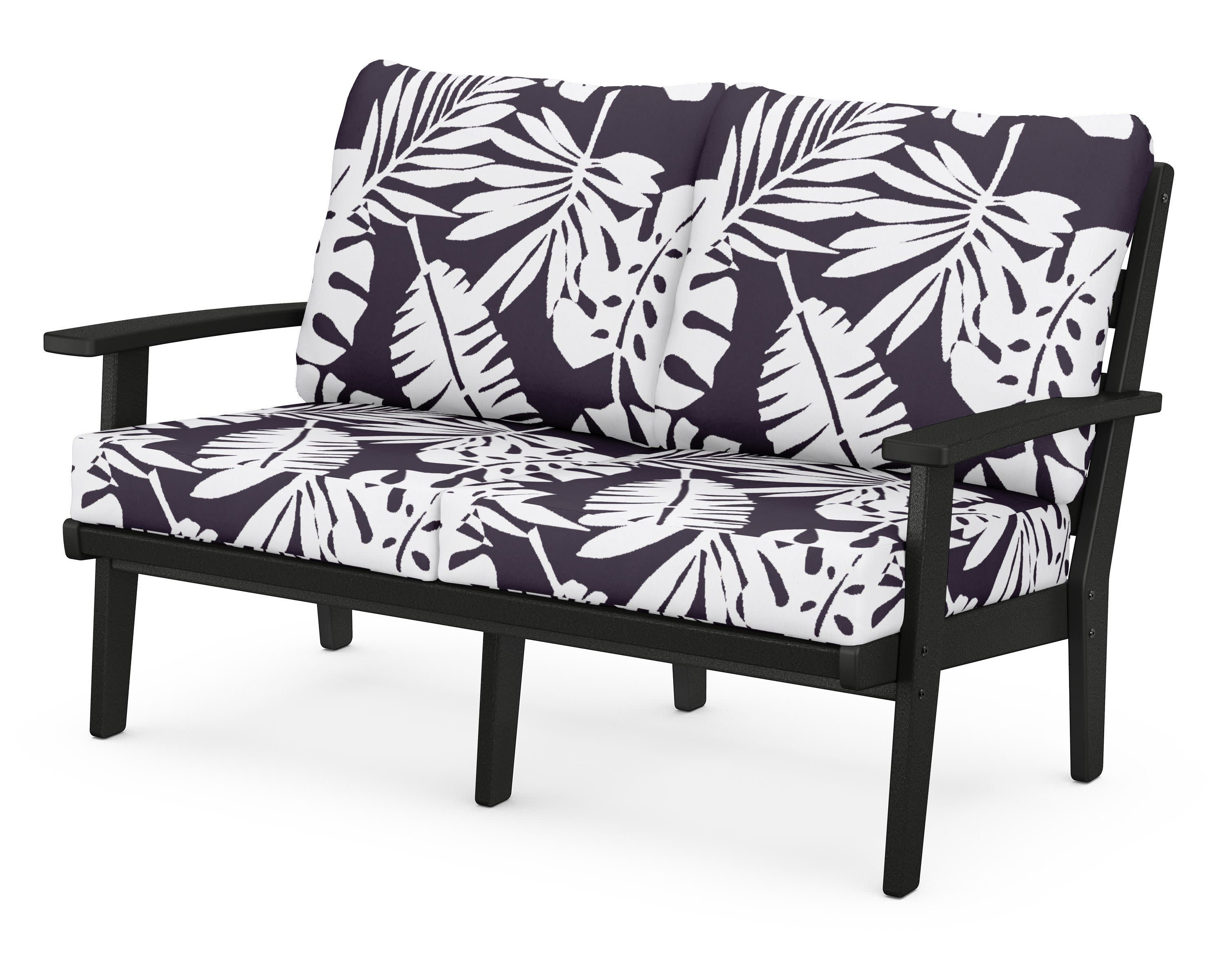 Grant Park Deep Seating Loveseat in Black / Leaf Navy