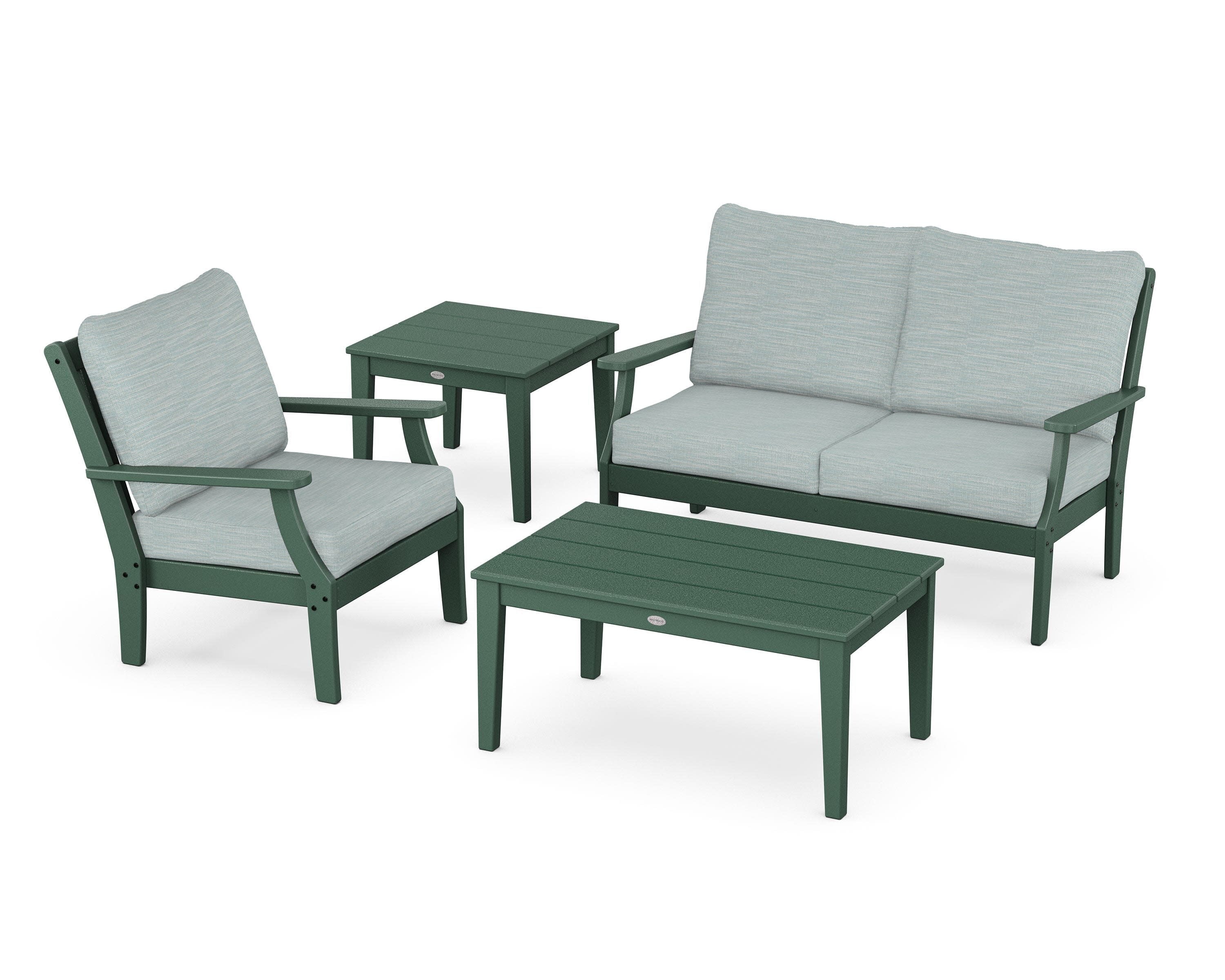 Braxton 4-Piece Deep Seating Set in Green / Soothe Mist