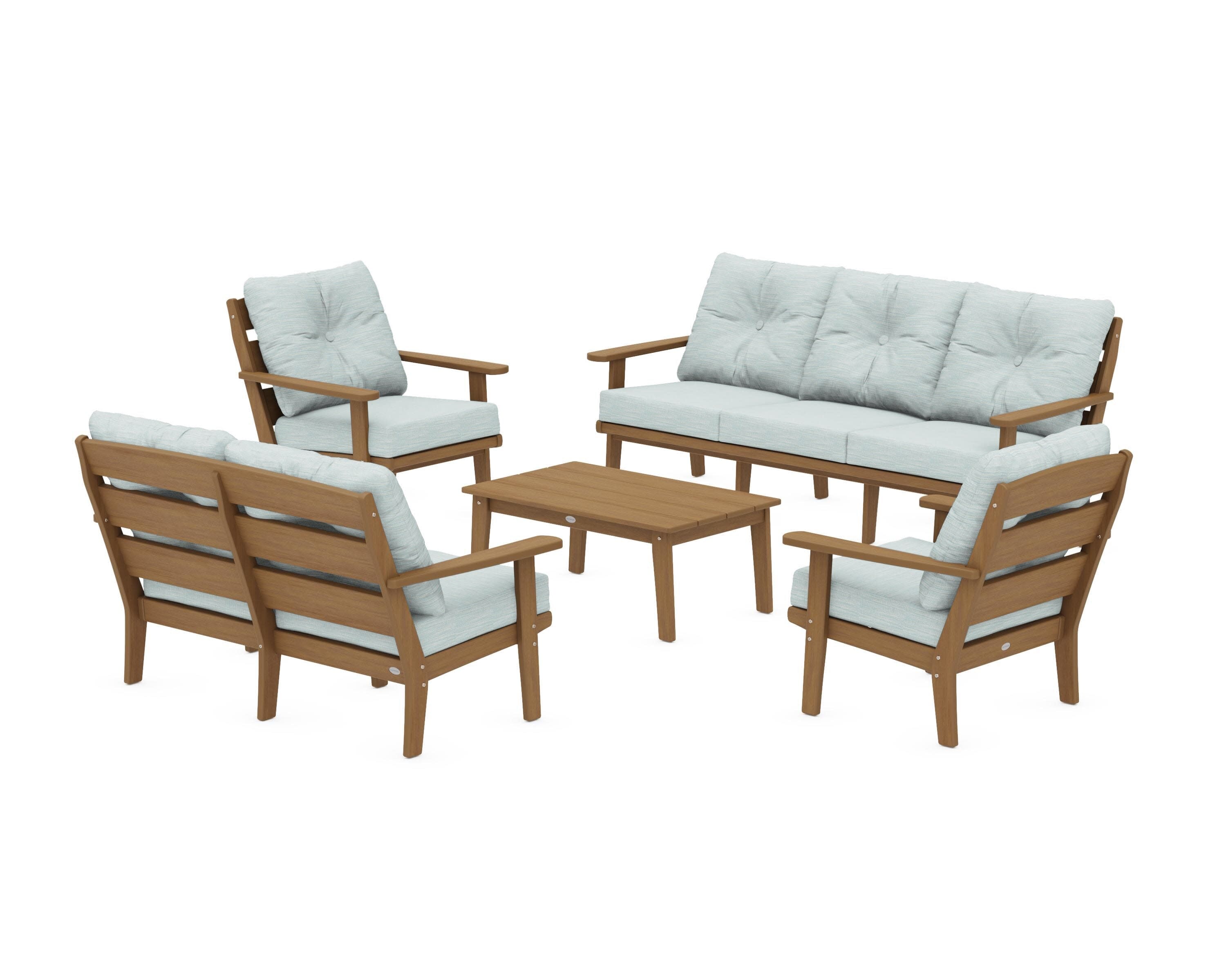 Lakeside 5-Piece Lounge Sofa Set in Natural / Soothe Mist