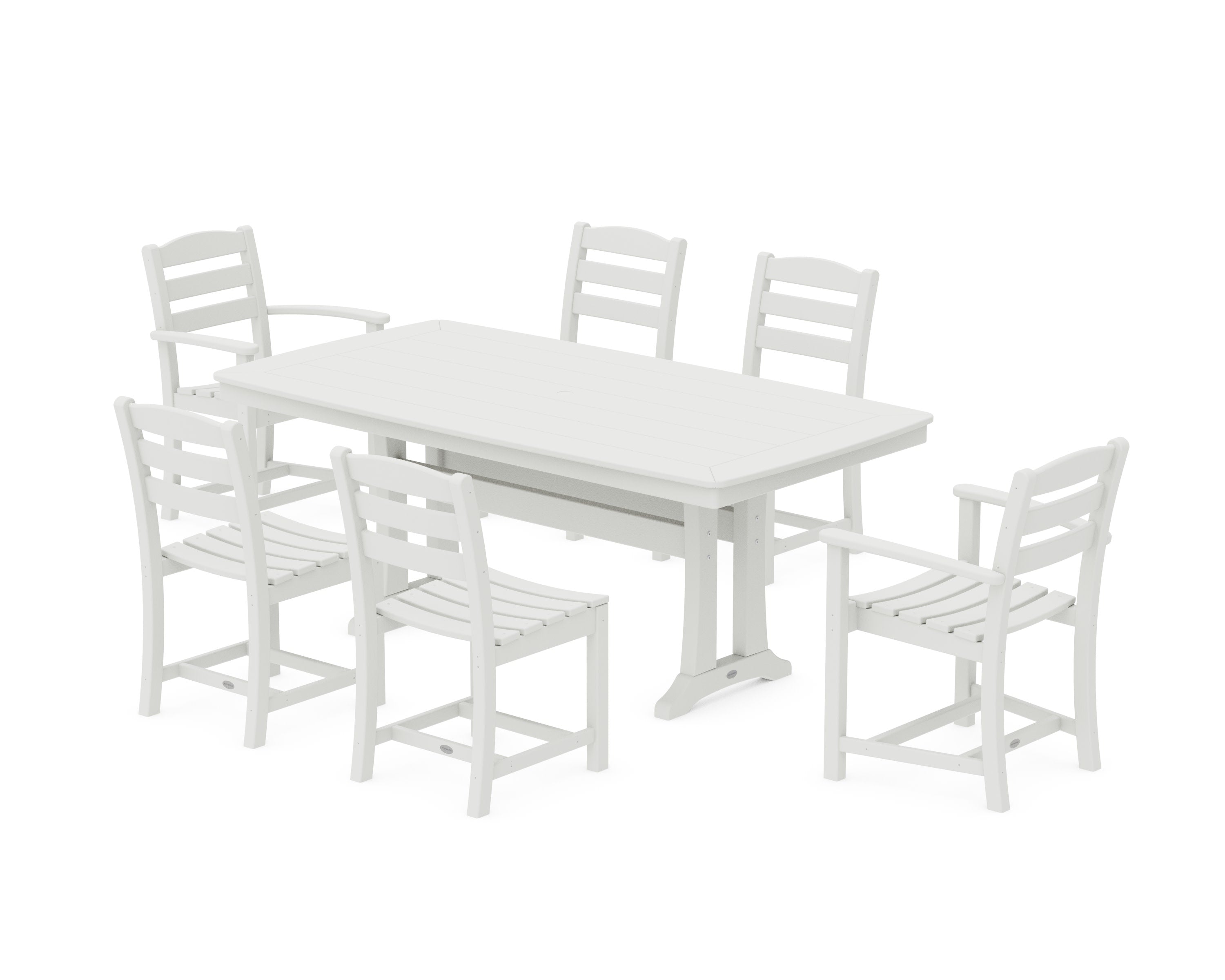 La Casa Caf 7-Piece Dining Set with Trestle Legs in Vintage White