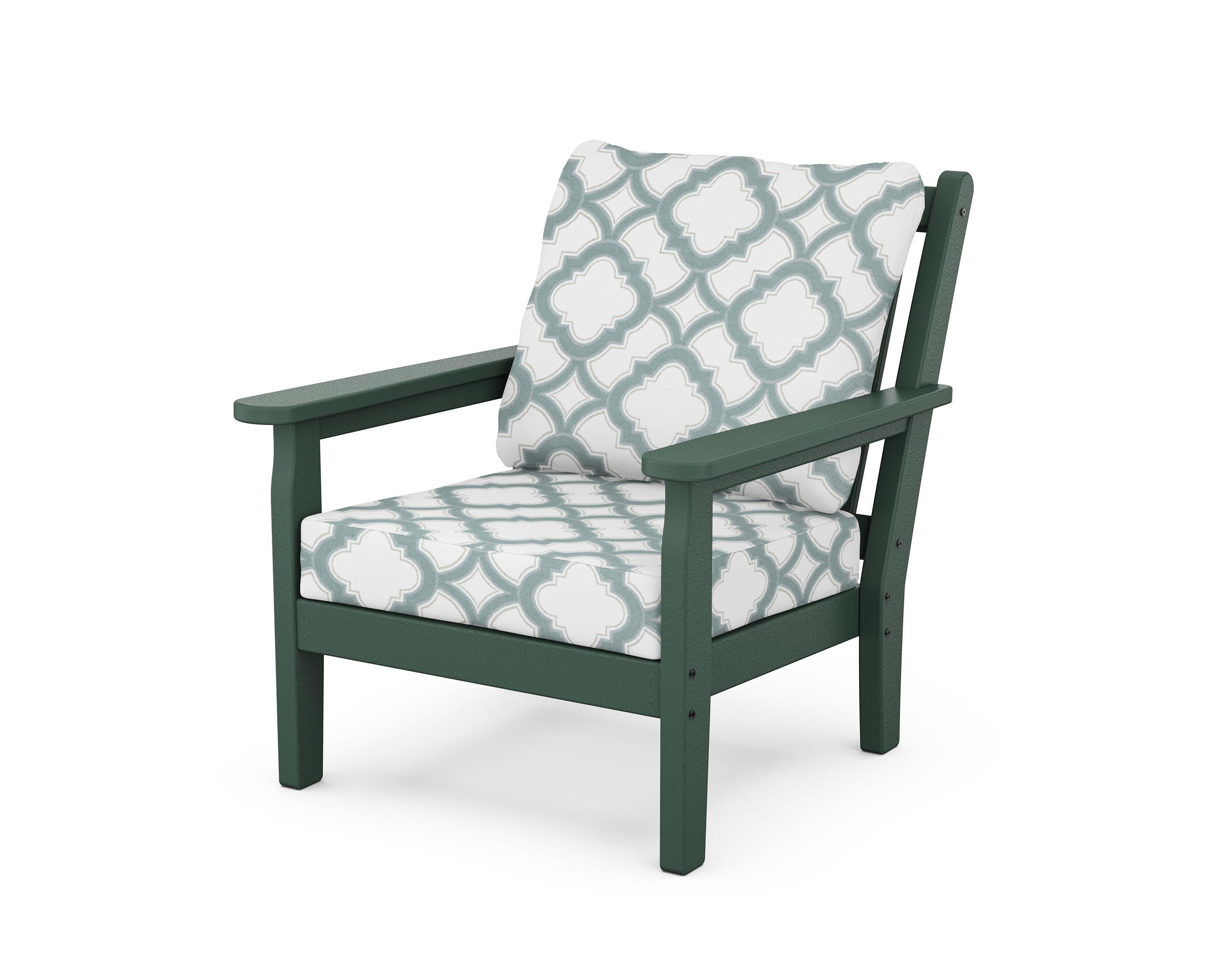 Chippendale Deep Seating Chair in Green / Trellis Glacier Spa