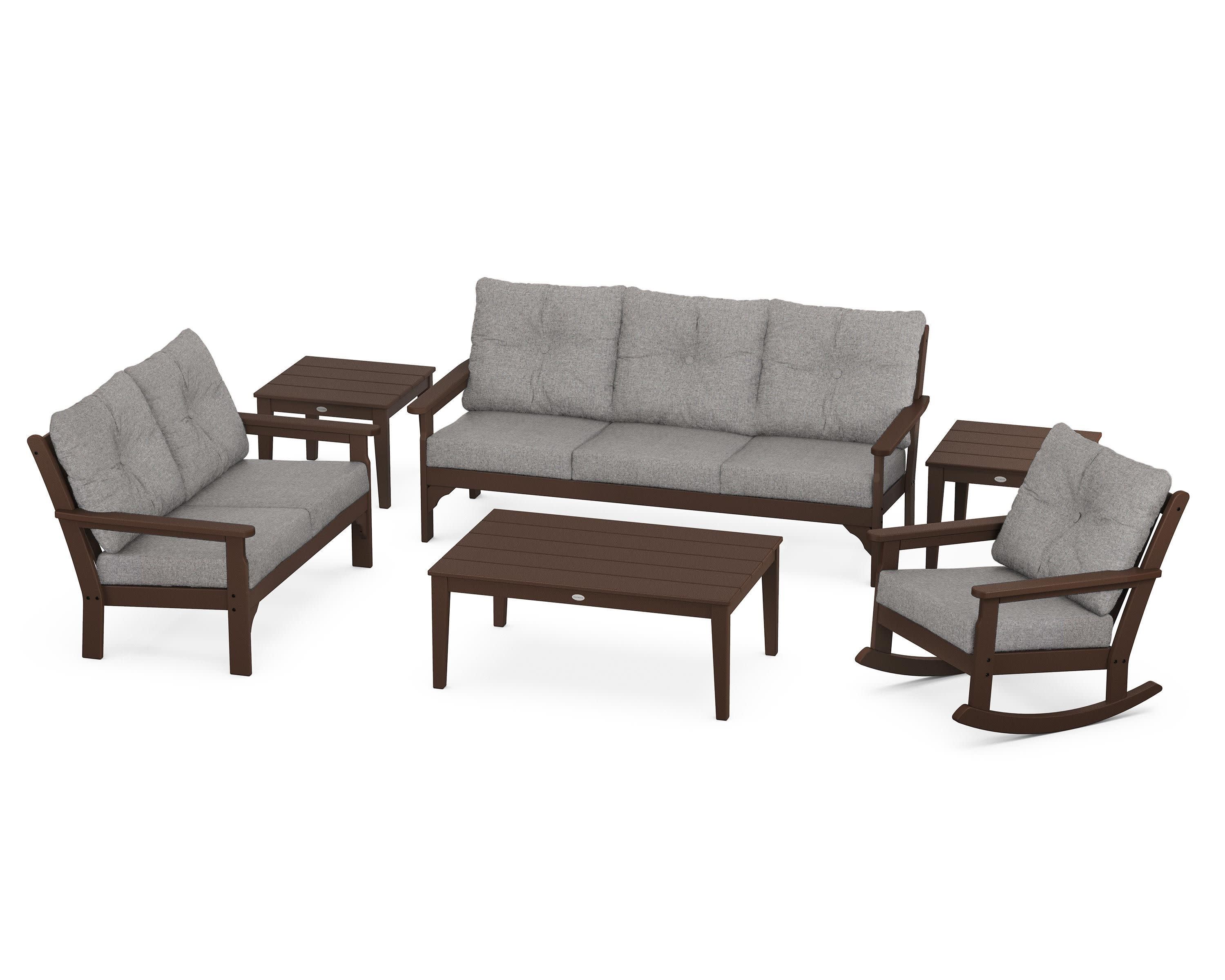 Vineyard 6-Piece Deep Seating Set in Mahogany / Grey Mist