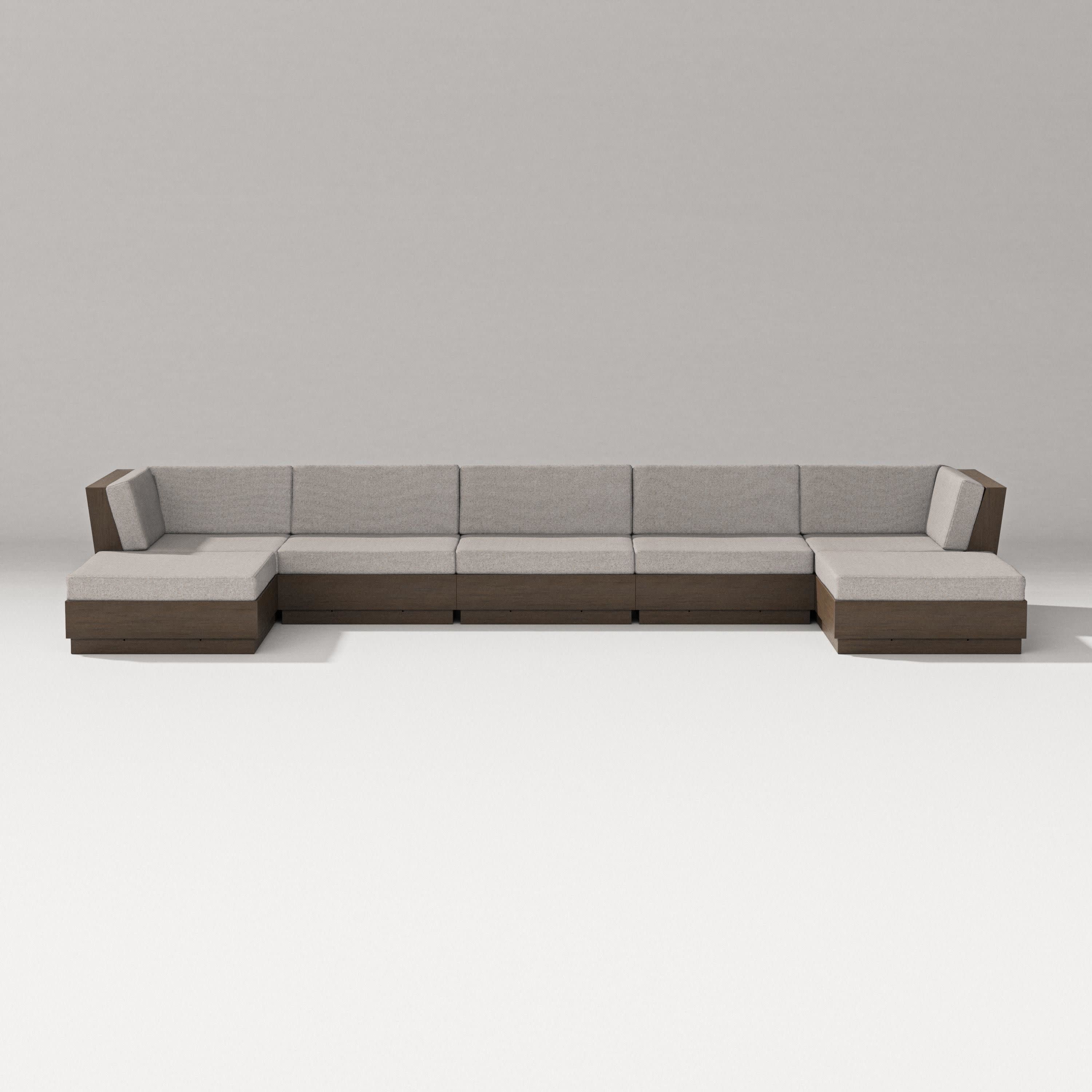 Elevate 7-Piece Double Chaise Sectional in Kona / Weathered Tweed