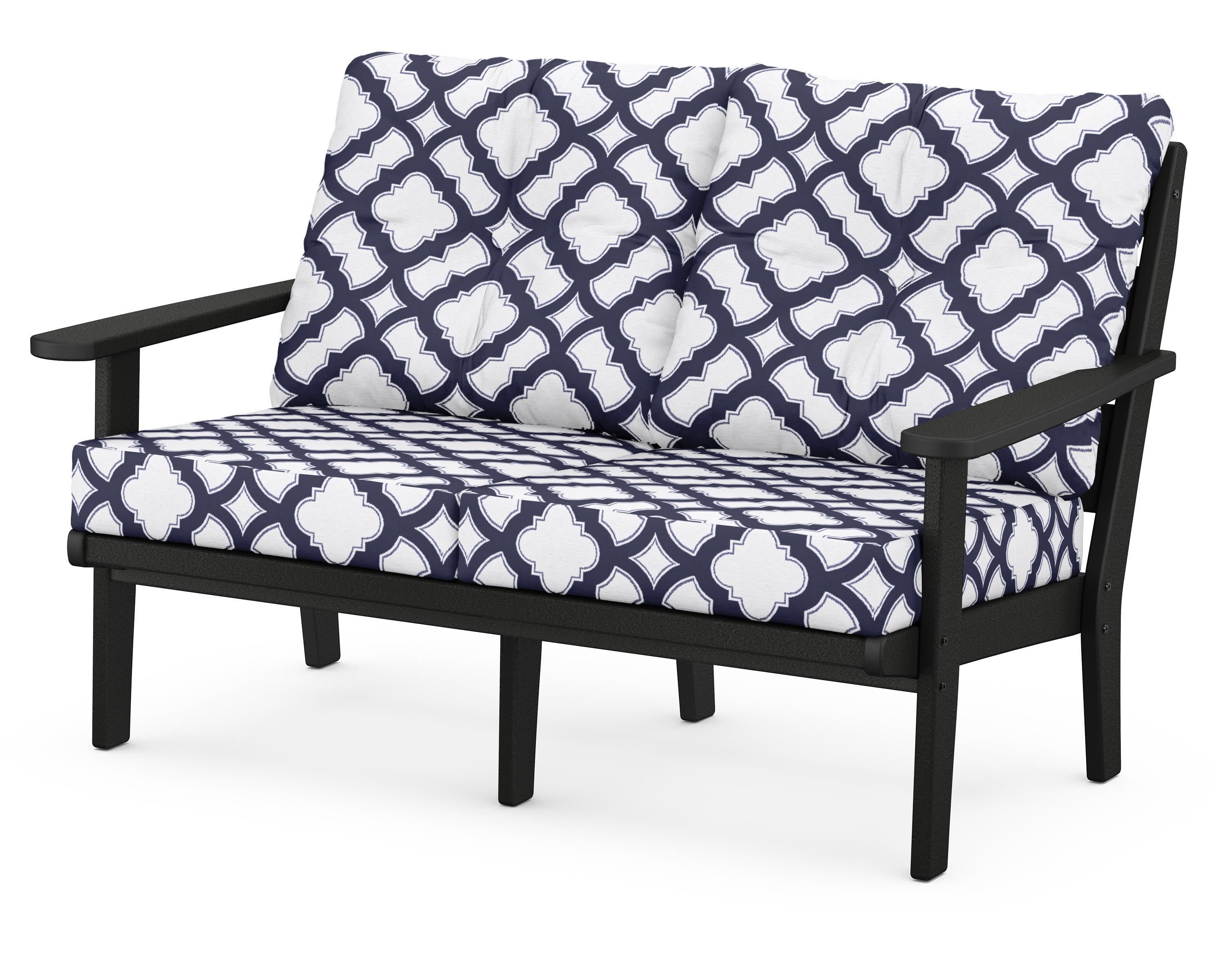 Lakeside Deep Seating Loveseat in Black / Trellis Navy