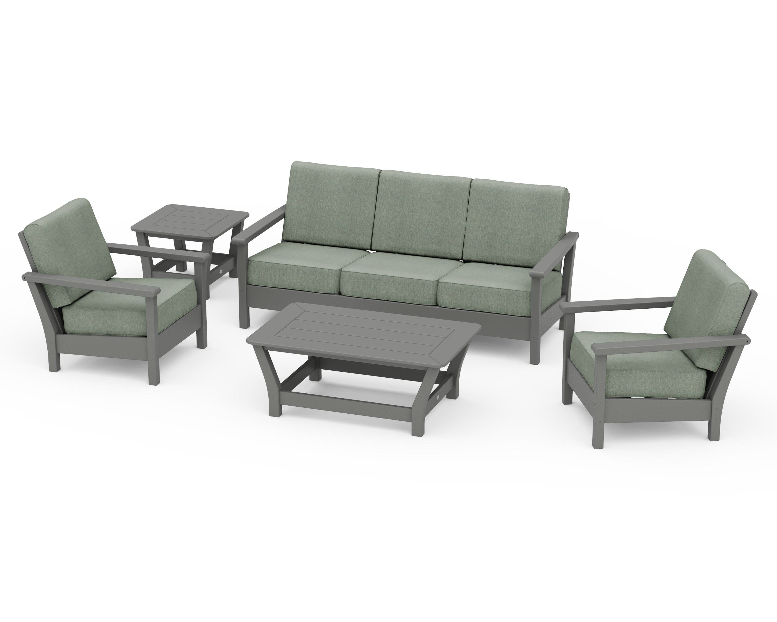 Harbour 5-Piece Deep Seating Set in Slate Grey / Cast Sage