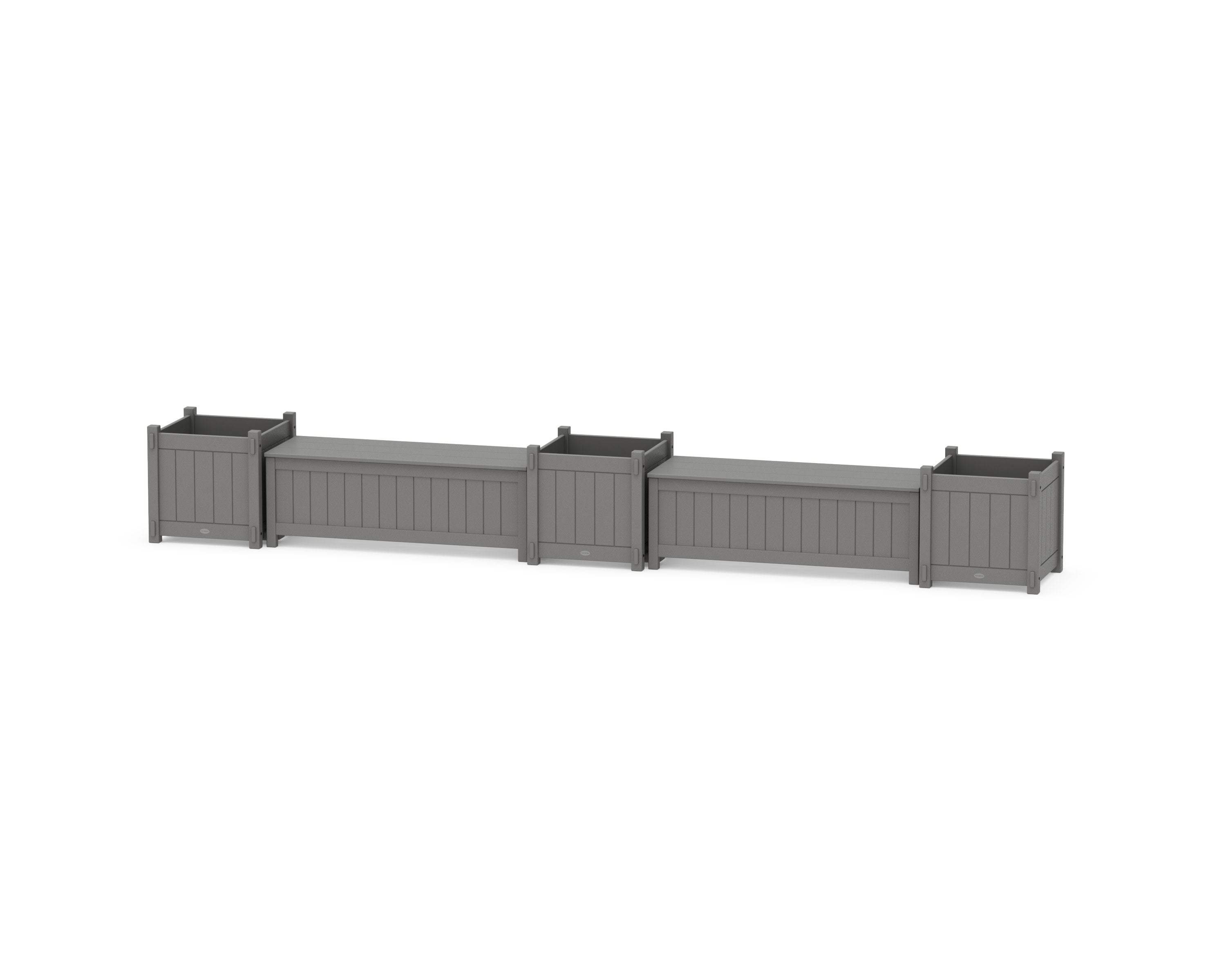 48" Vineyard Straight Double Planter Storage Bench Set- Large in Slate Grey