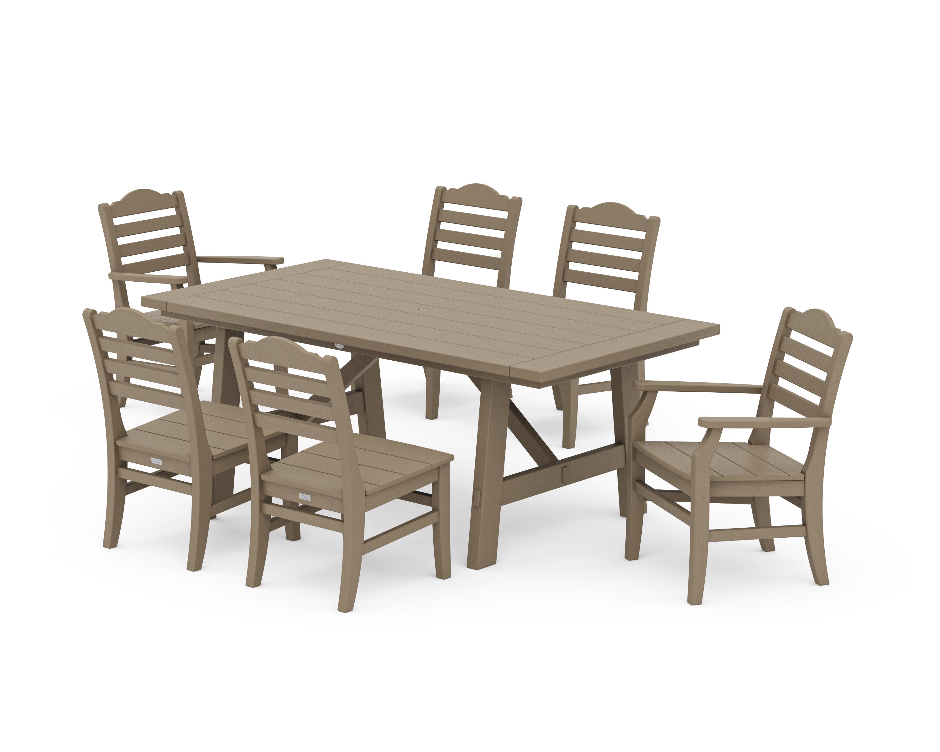 Savannah 7-Piece Rustic Farmhouse Dining Set in Vintage Sahara