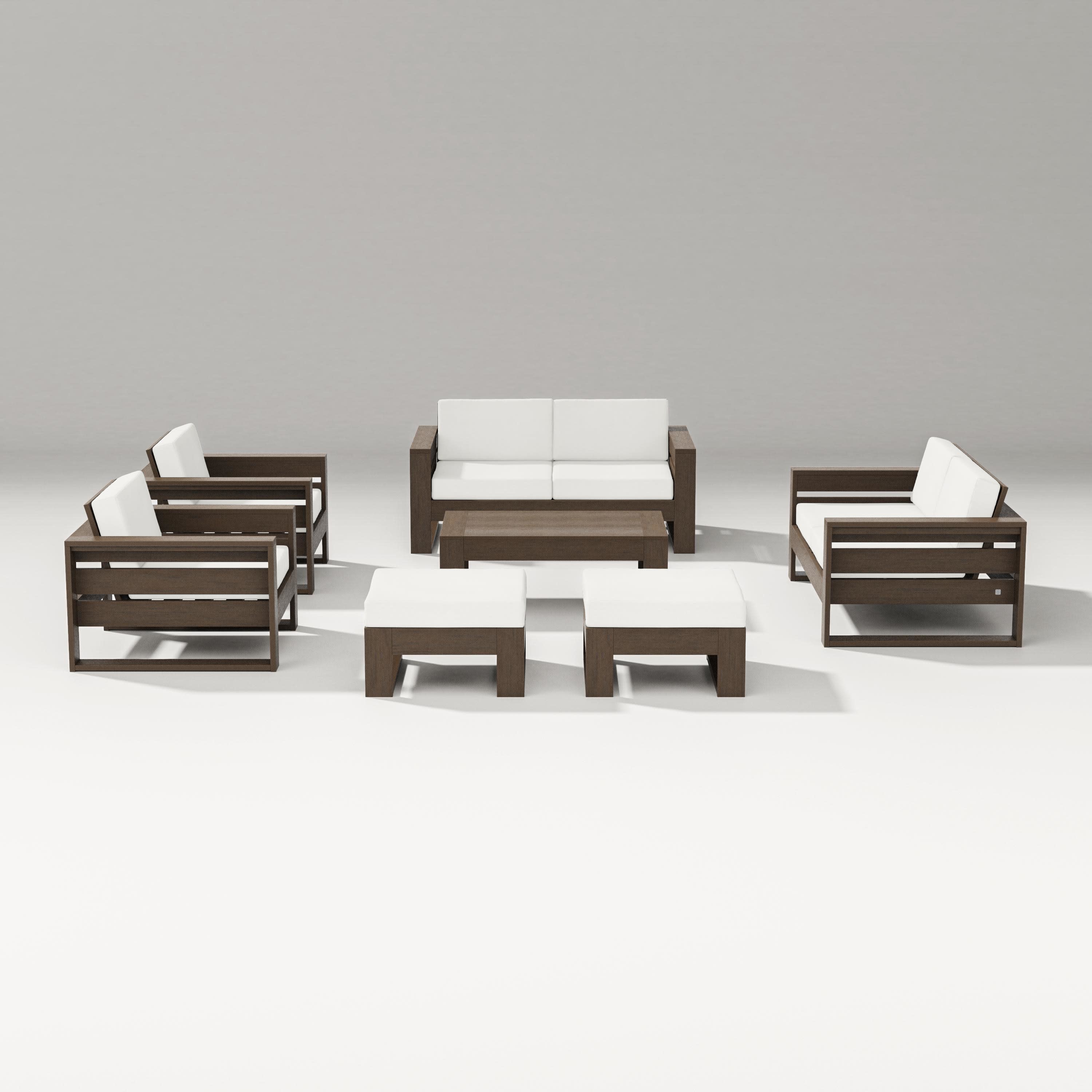 Latitude 7-Piece Lounge Loveseat Set in Kona / Natural Linen