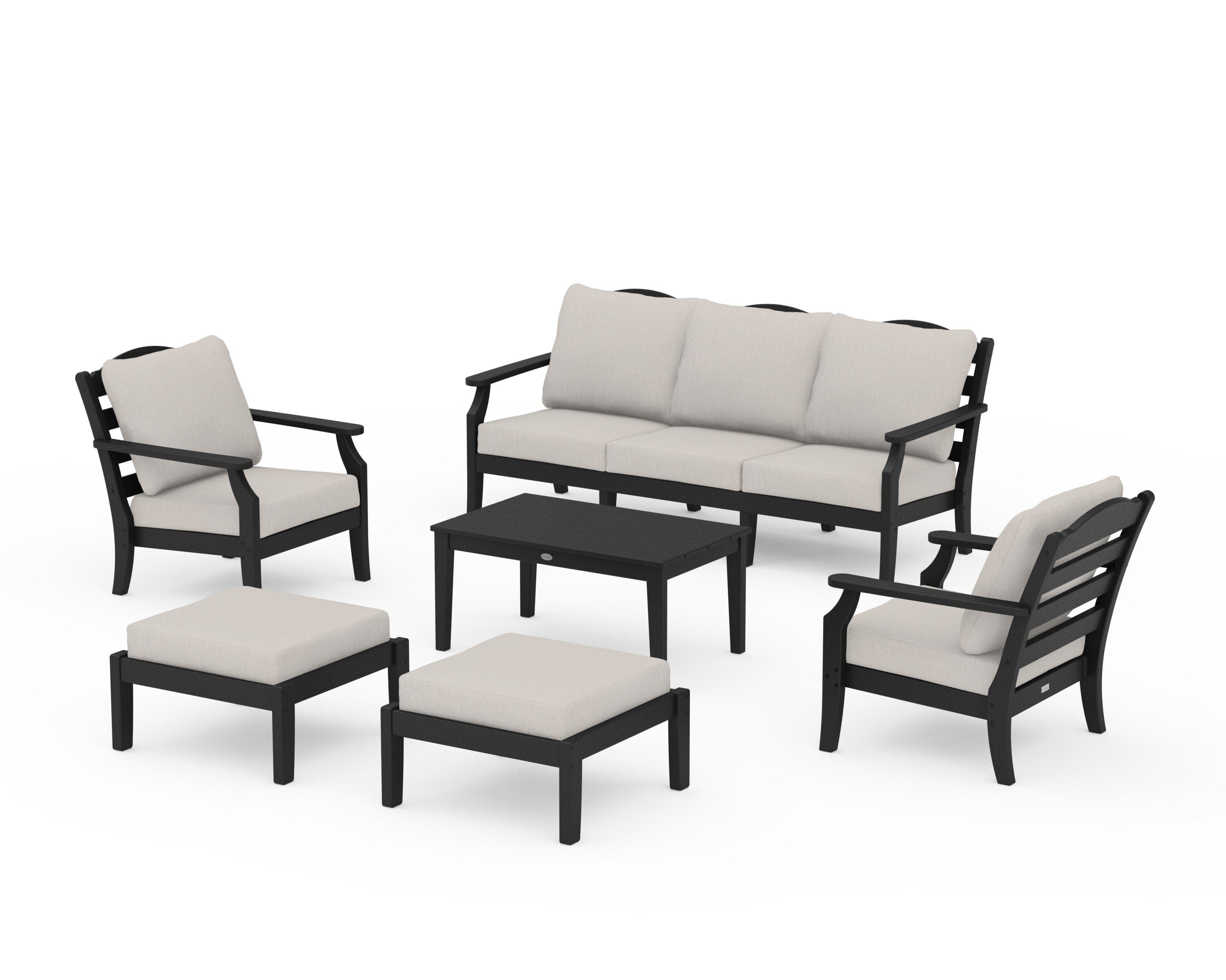 Savannah 6-Piece Lounge Sofa Set in Black / Cast Ash