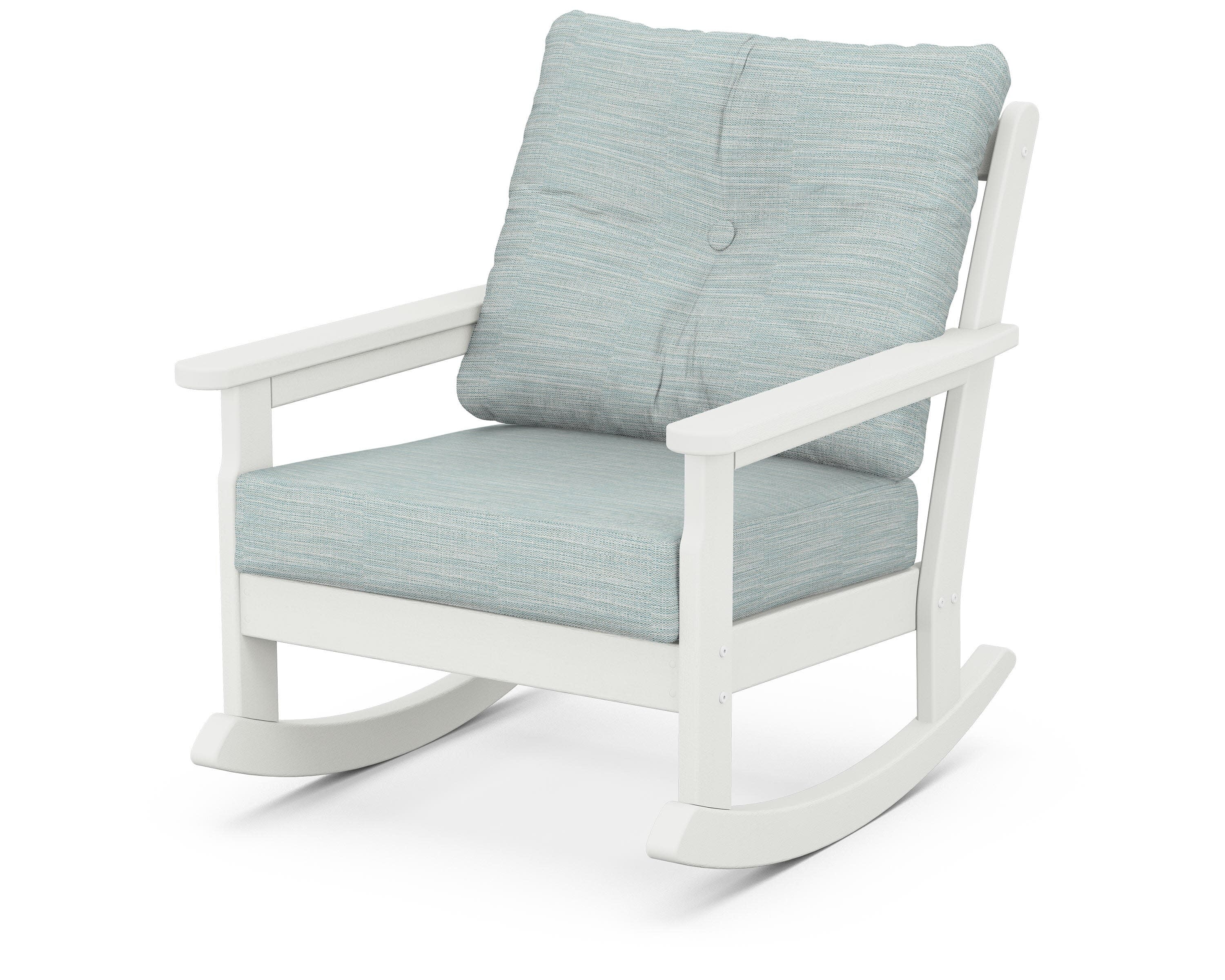 Vineyard Deep Seating Rocking Chair in Vintage White / Soothe Mist