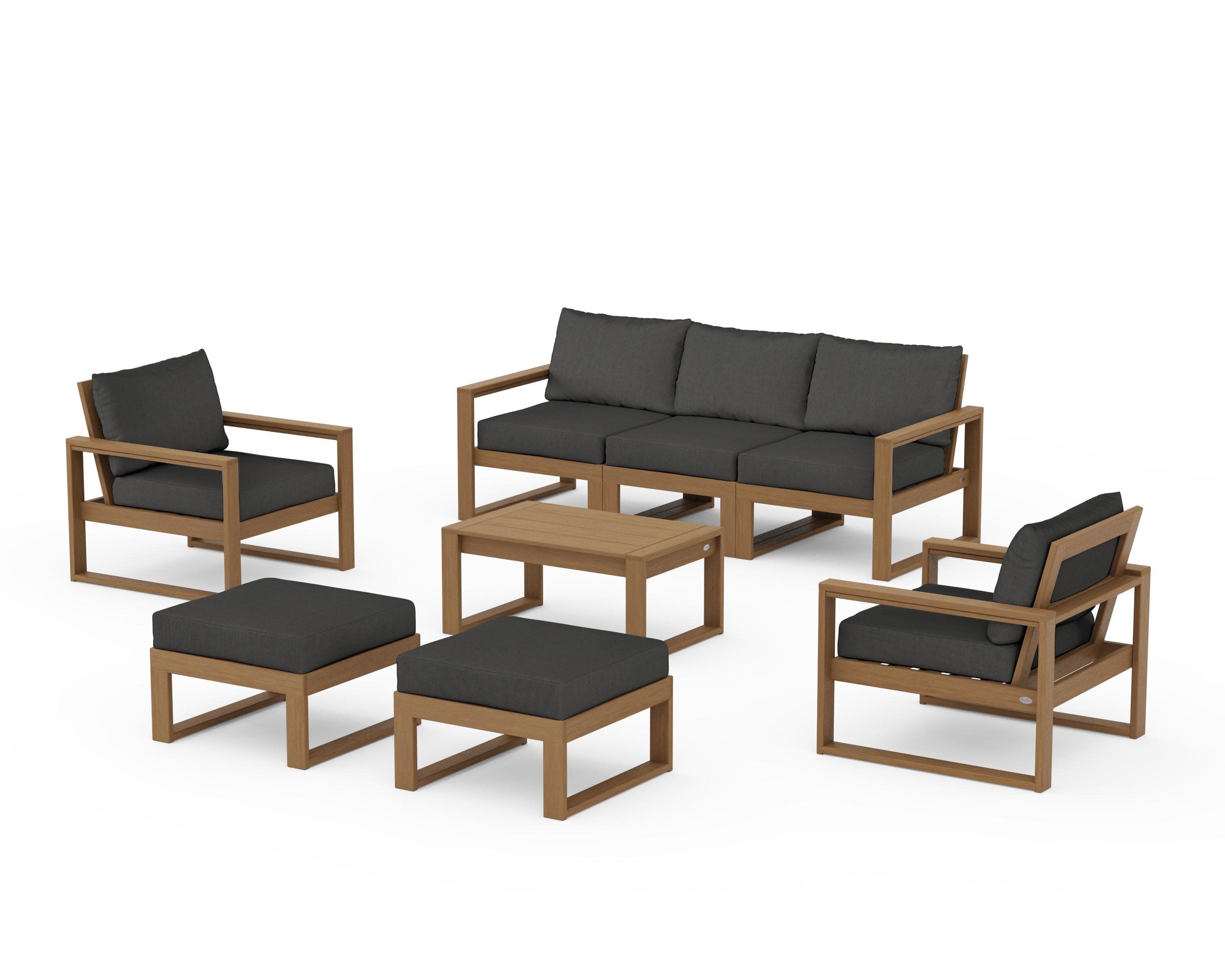 EDGE Sectional 8-Piece Lounge Sofa Set in Natural / Spectrum Carbon
