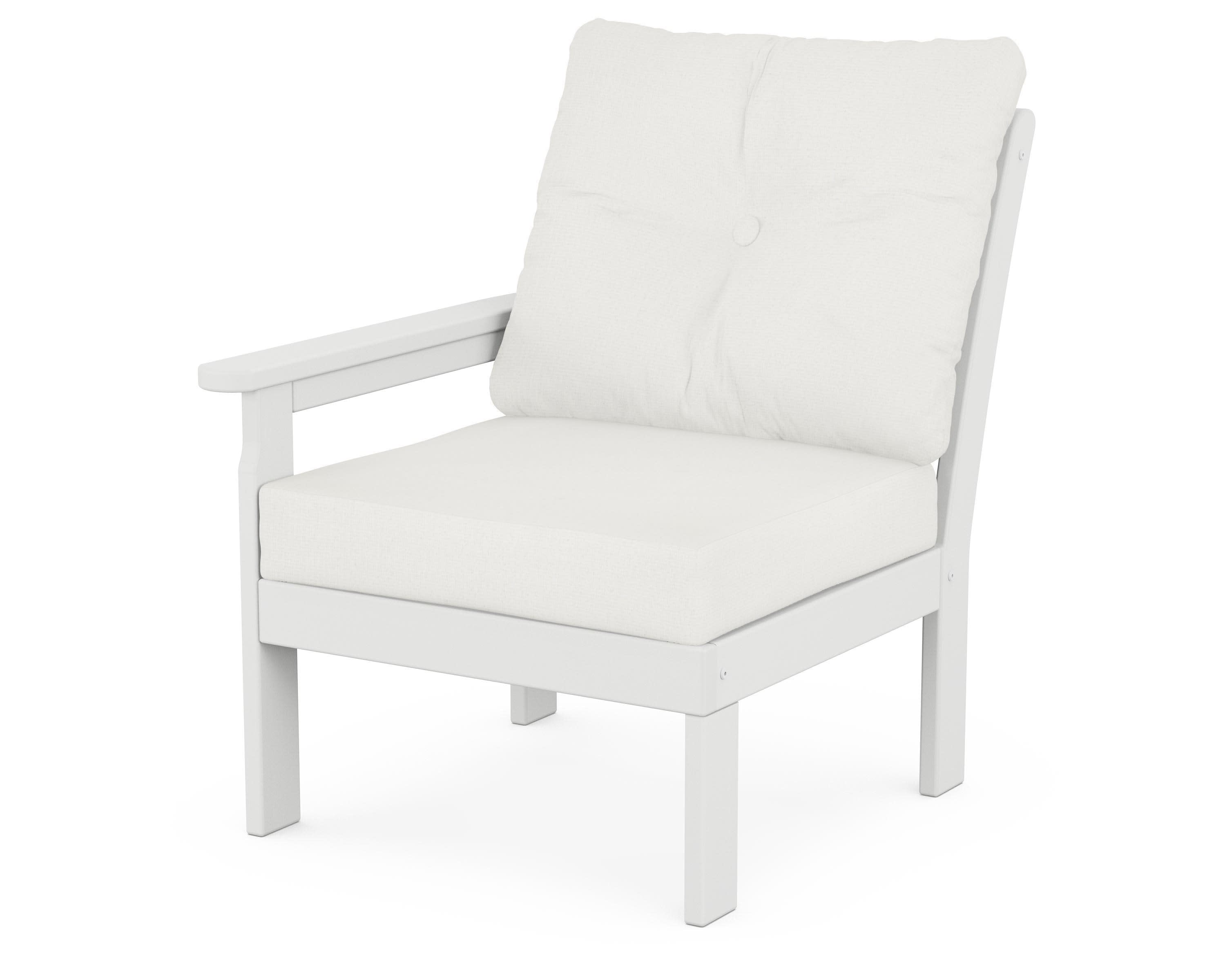 Vineyard Modular Left Arm Chair in White / Natural Linen
