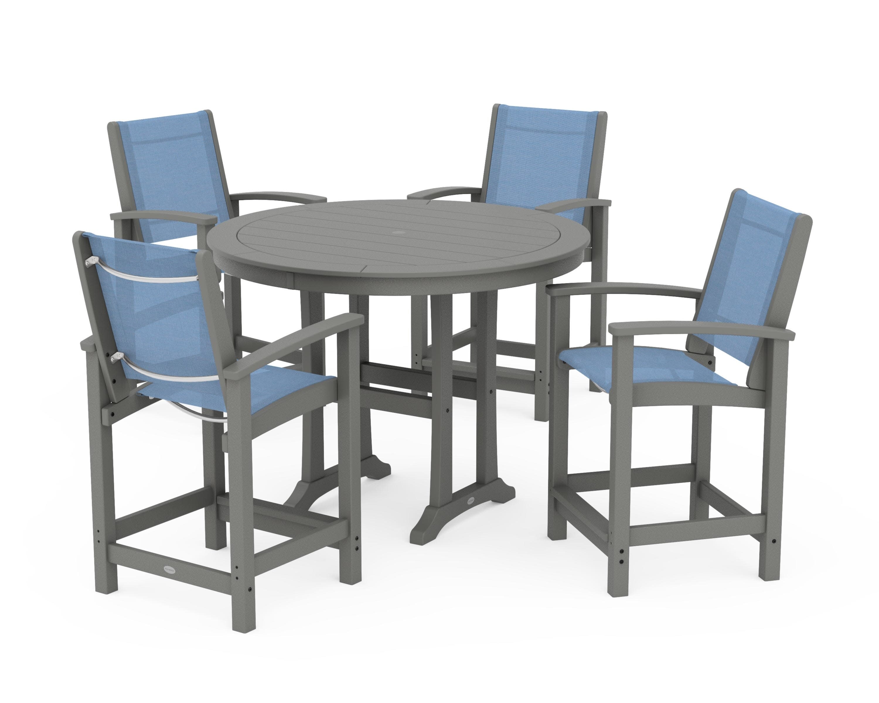 Coastal 5-Piece Counter Set in Slate Grey / Poolside Sling